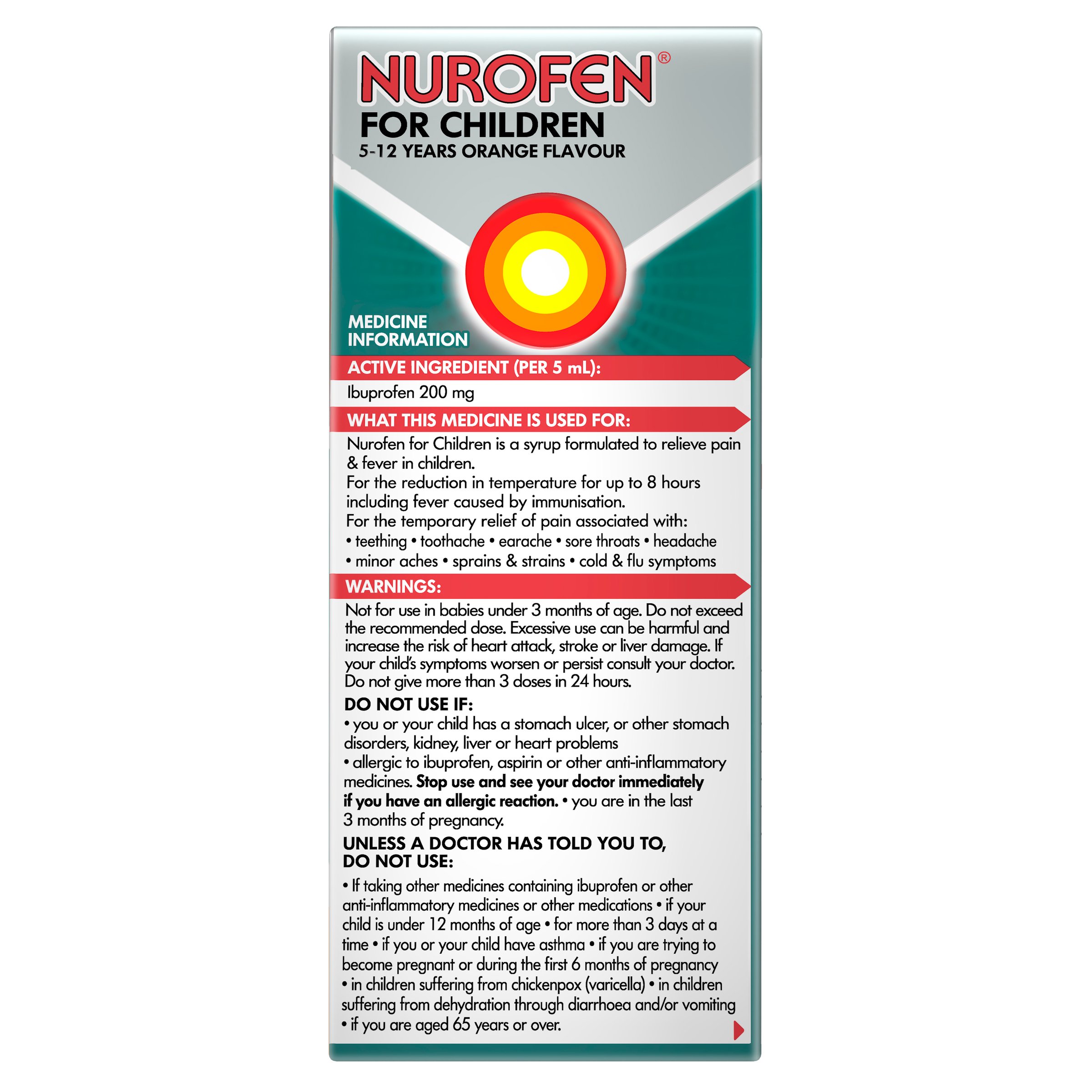 Nurofen For Children 5-12 Years Orange 100ml - Image 2
