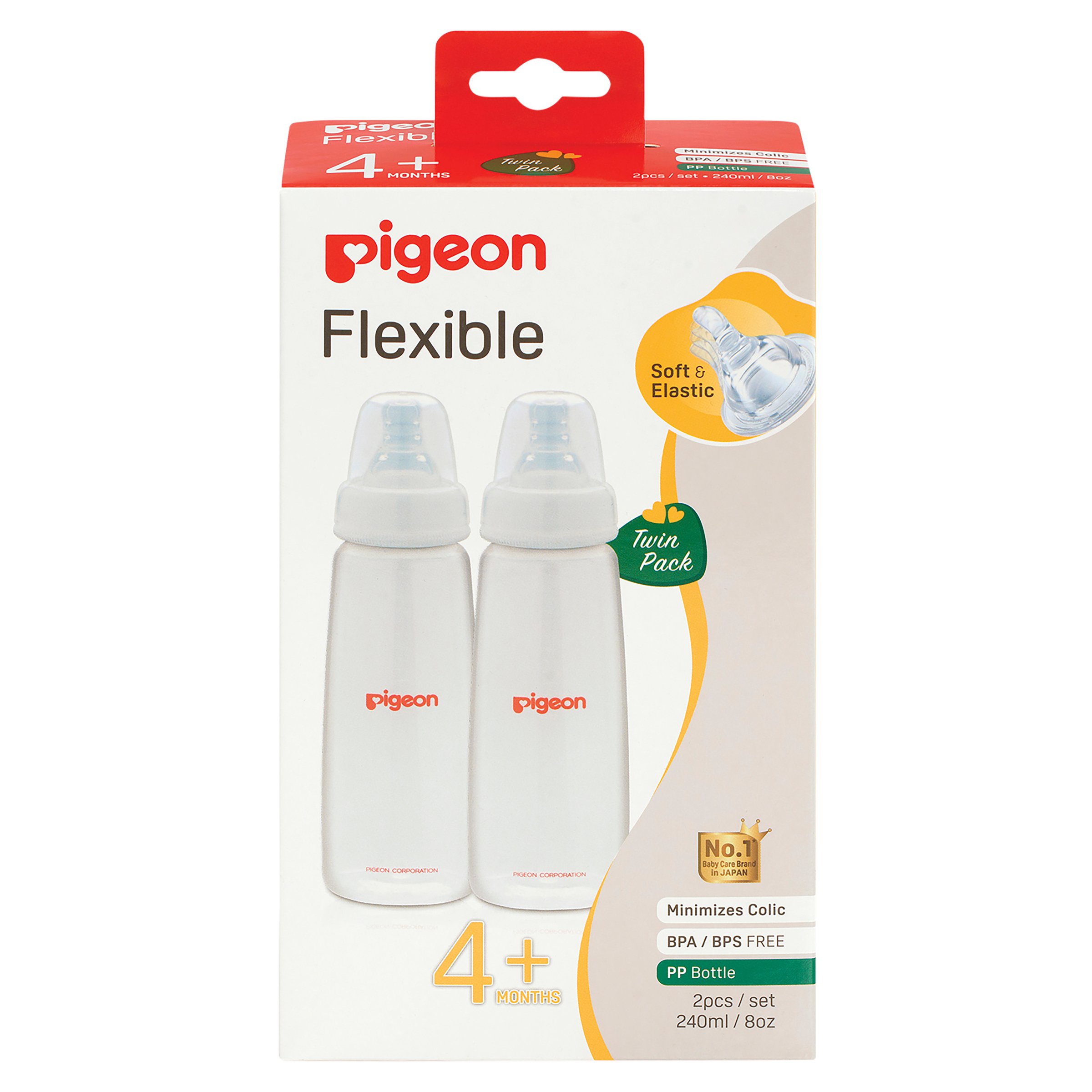 Pigeon Slim Neck Bottle 240ml (PP) 2 pack - Image 1