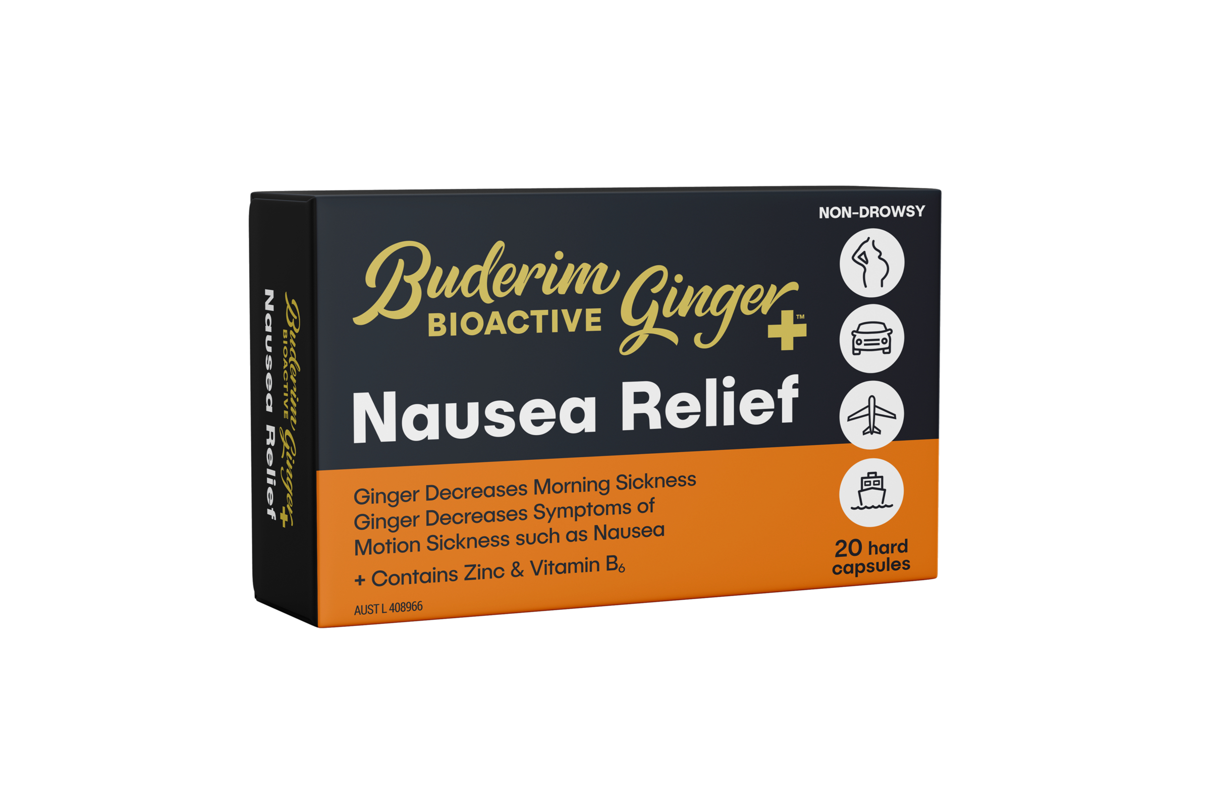 Buderim Bioactive Ginger+ Nausea Relief 20 capsules - Image 1