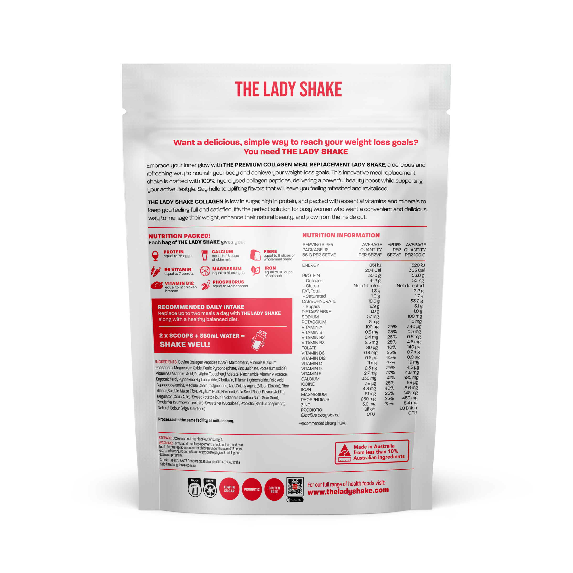 The Lady Shake Collagen Pina Colada 840g - Image 2