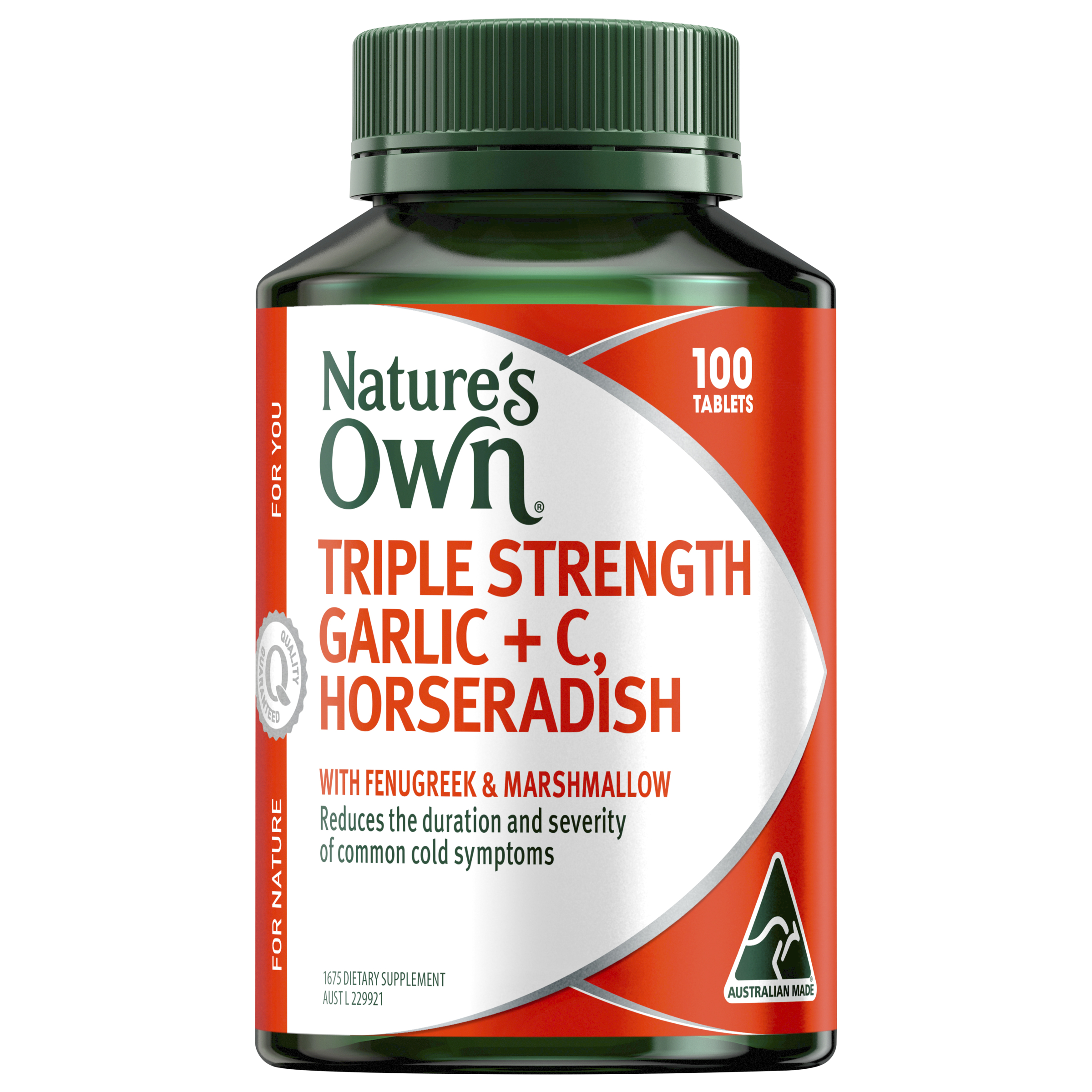 Nature's Own Triple Strength Garlic + C Horseradish 100 tablets - Image 1