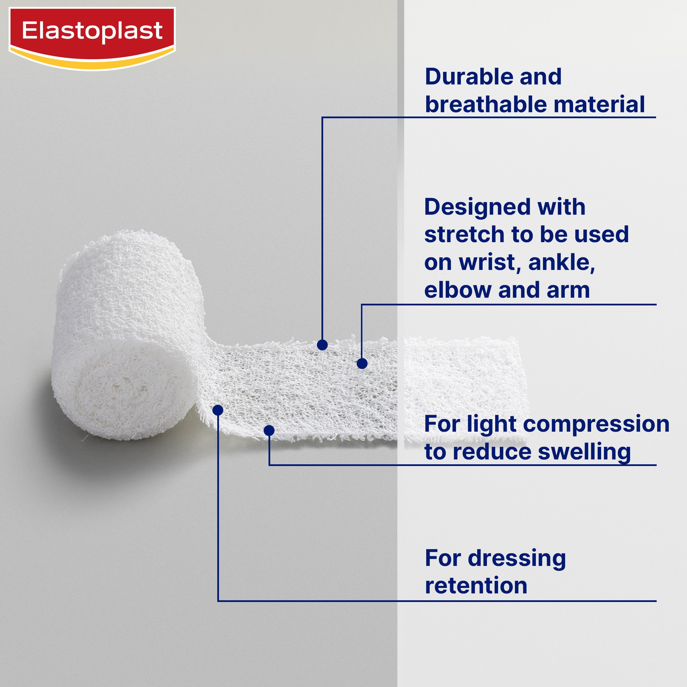 Elastoplast Crepe Bandage Medium Weight 10cm X 1.6m White - 1 roll - Image 6