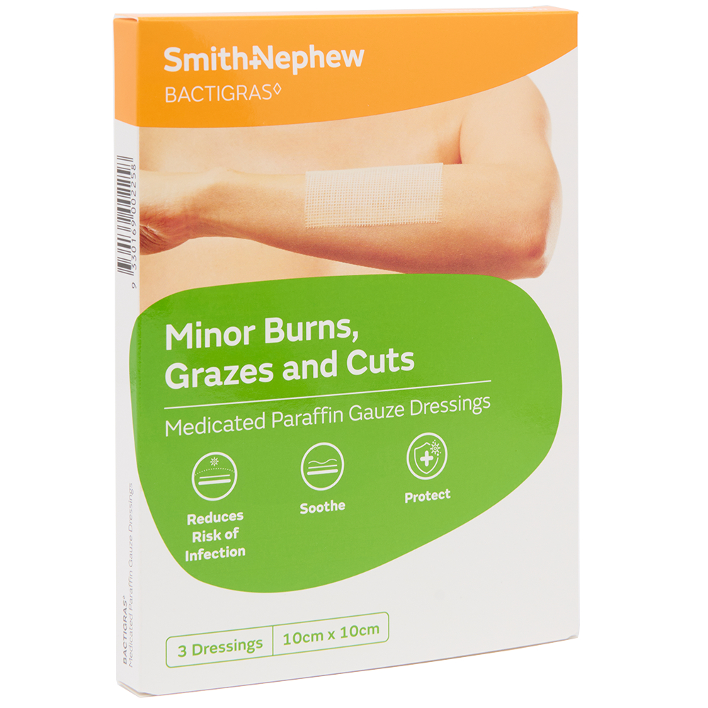 Bactigras Paraffin Dressings 10cm X 10cm - 3 pack - Image 3