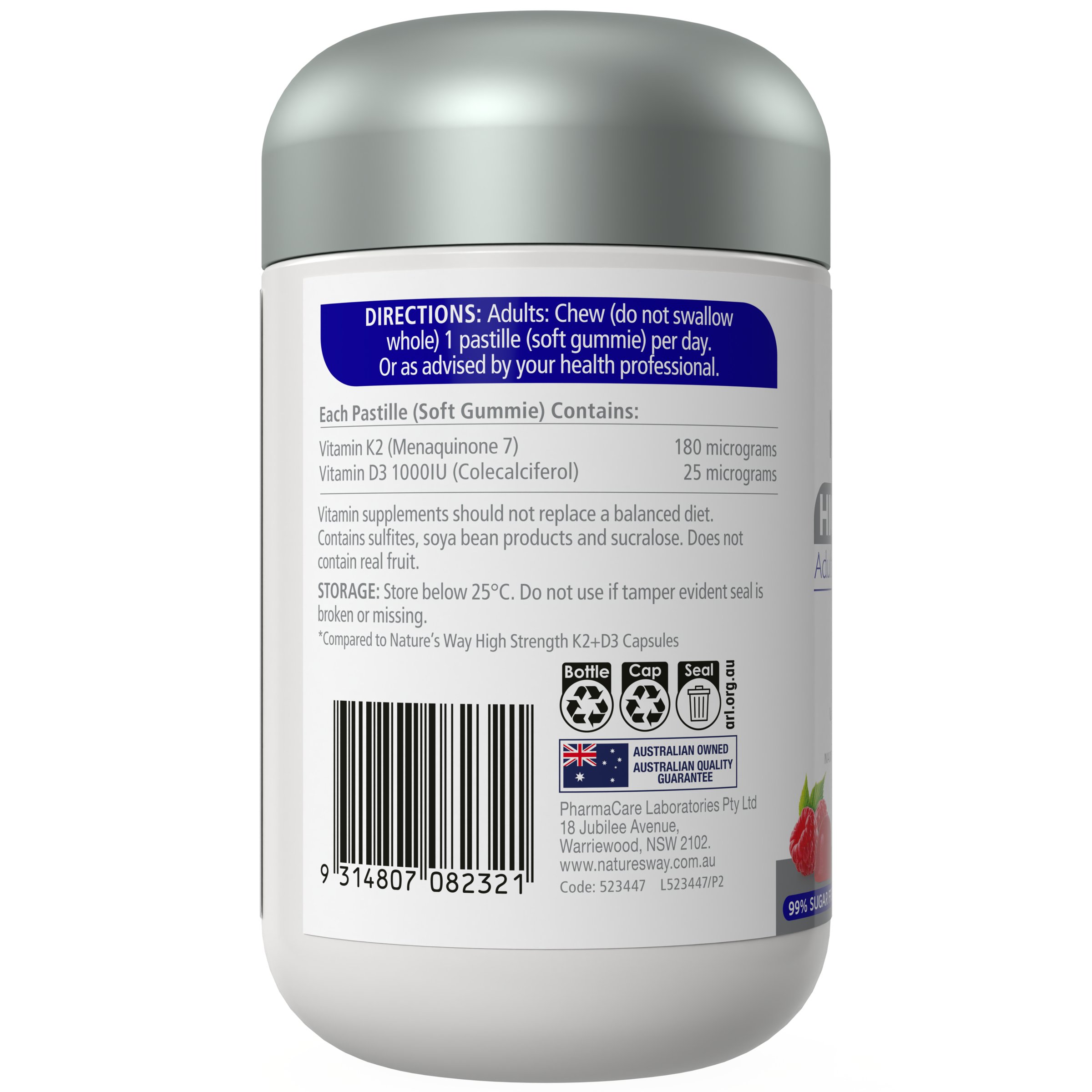 Nature's Way High Strength Adult Vita Gummies K2+D3 - 30 pastilles - Image 2