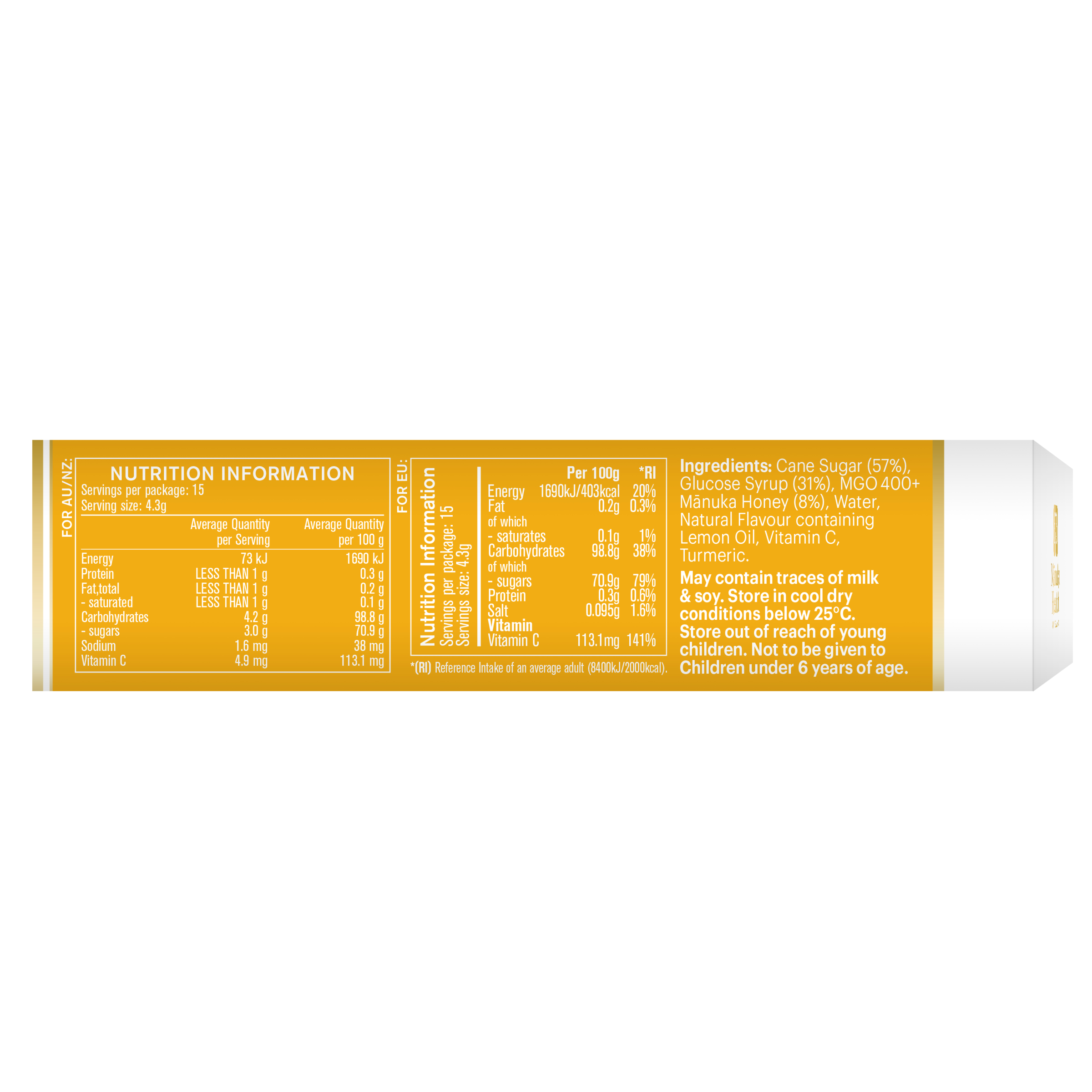 Manuka Health MGO 400+ Honey & Lemon Lozenge 15 pack - Image 3