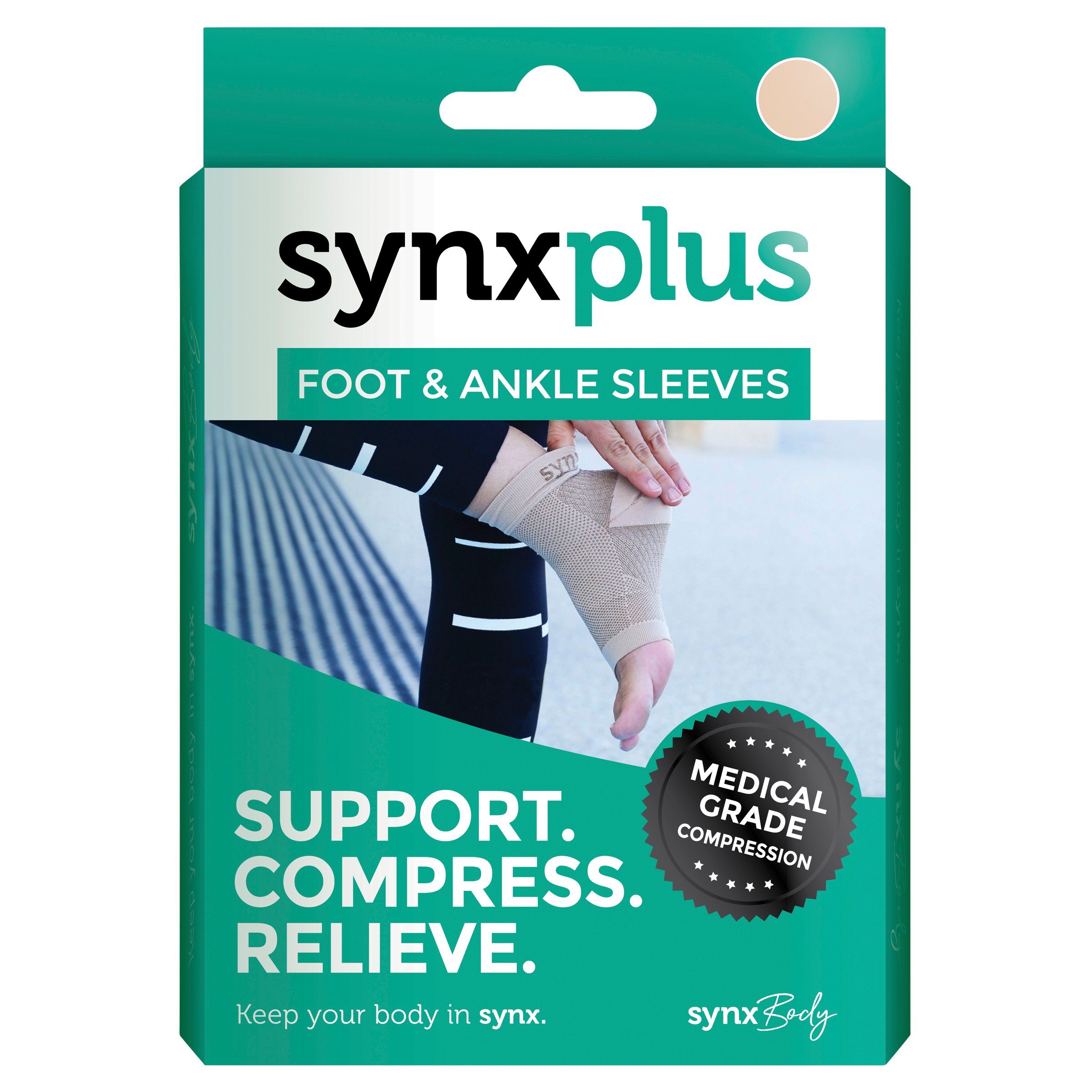 SynxBody Synxplus Foot and Ankle Sleeve - Nude Large 1 pair - Image 1