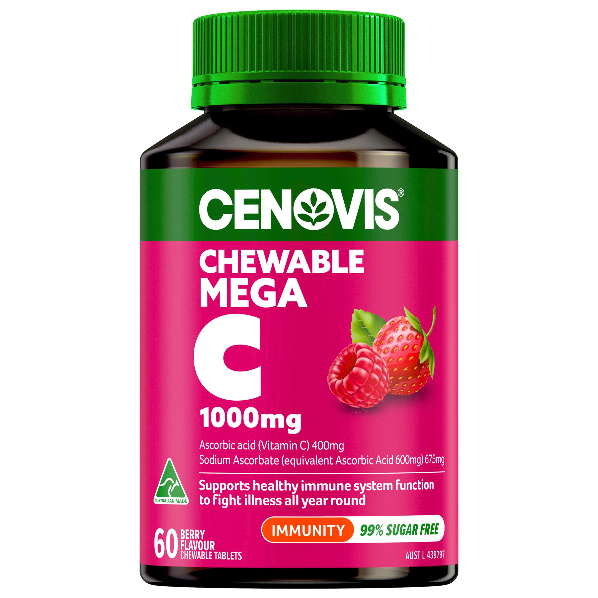 Cenovis Chewable Mega C 1000mg Berry 60 tablets - Image 1