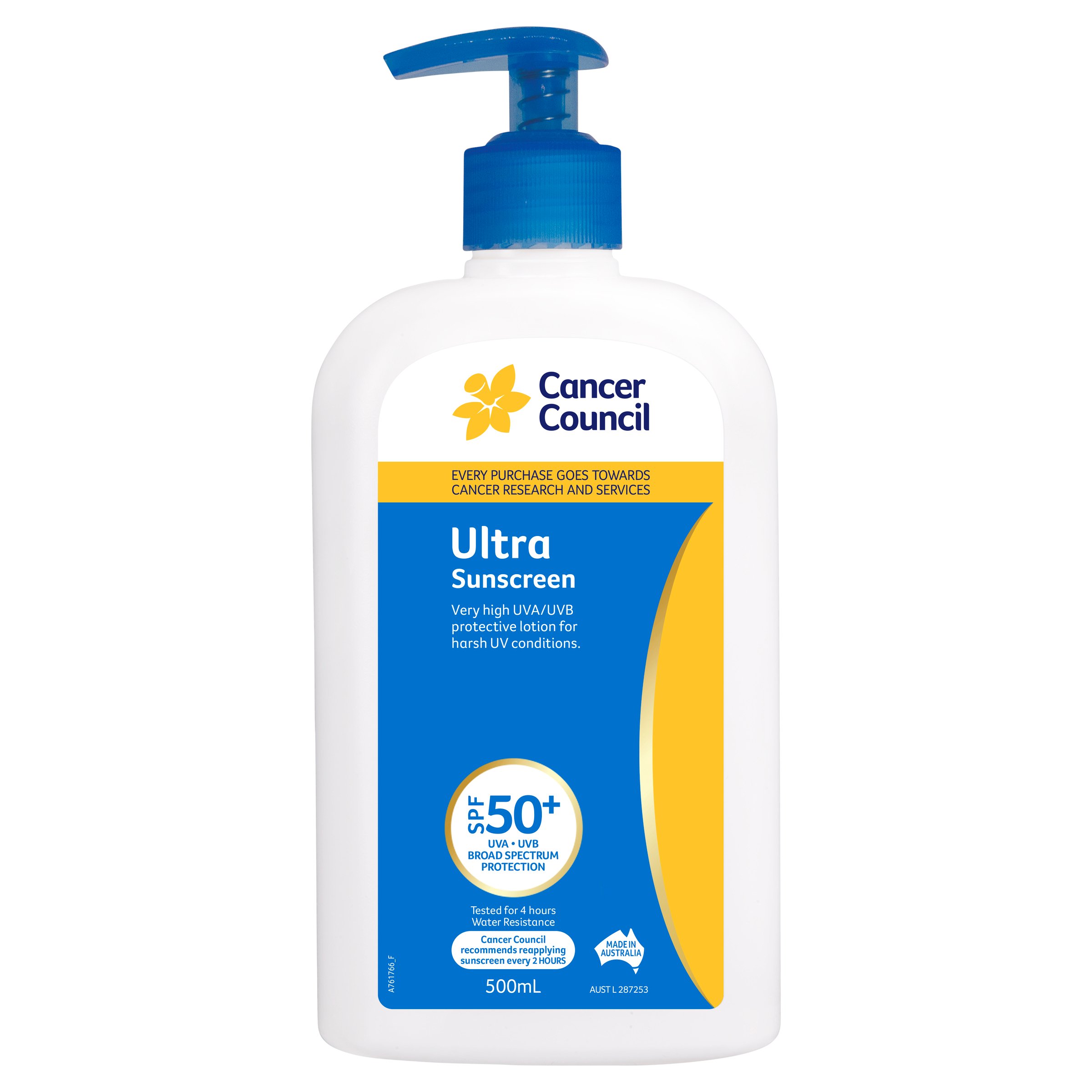 Cancer Council Ultra Sunscreen Pump SPF50+ - 500ml - Image 1
