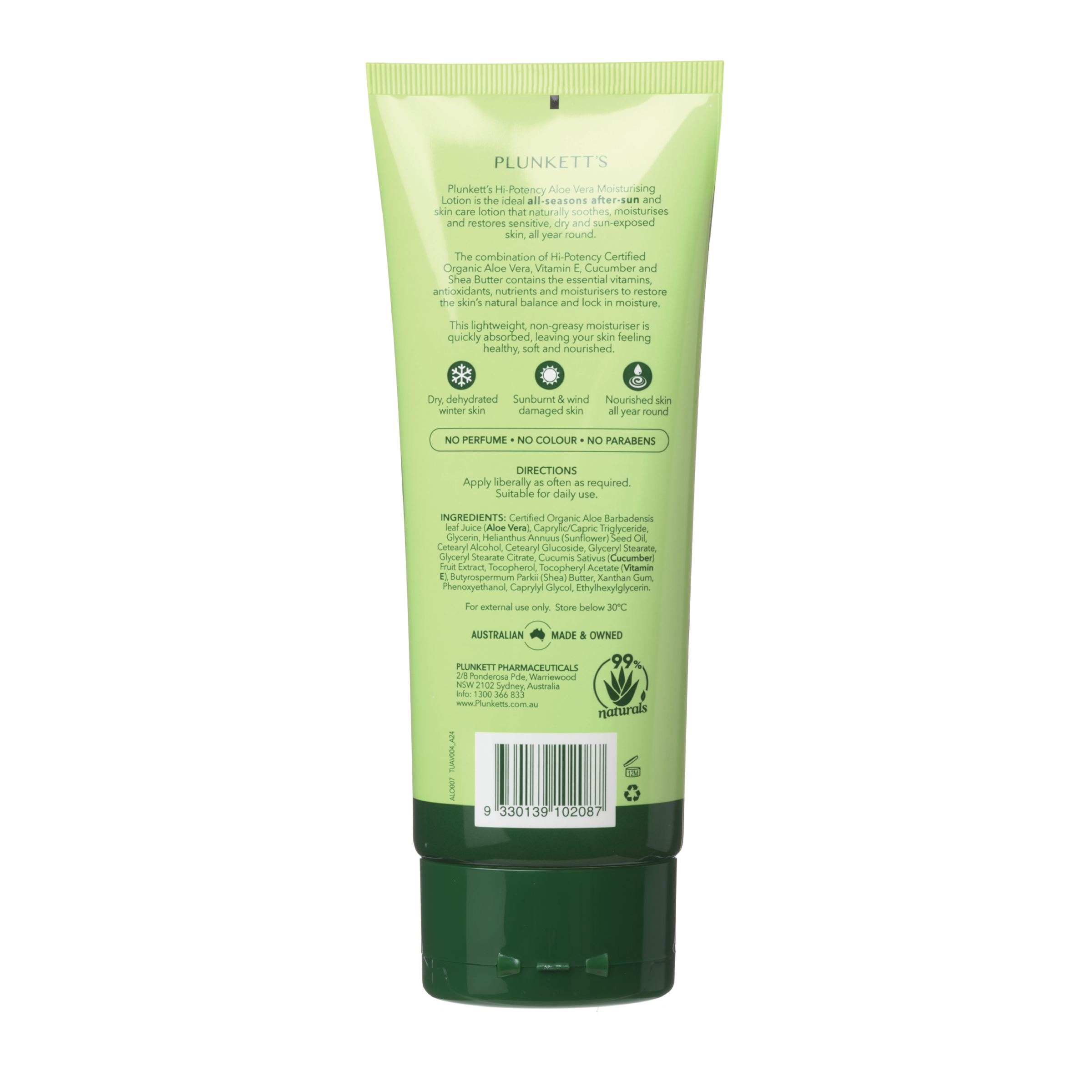 Plunkett's Aloe Vera Hi-Potency Moisturiser Lotion 200ml - Image 2