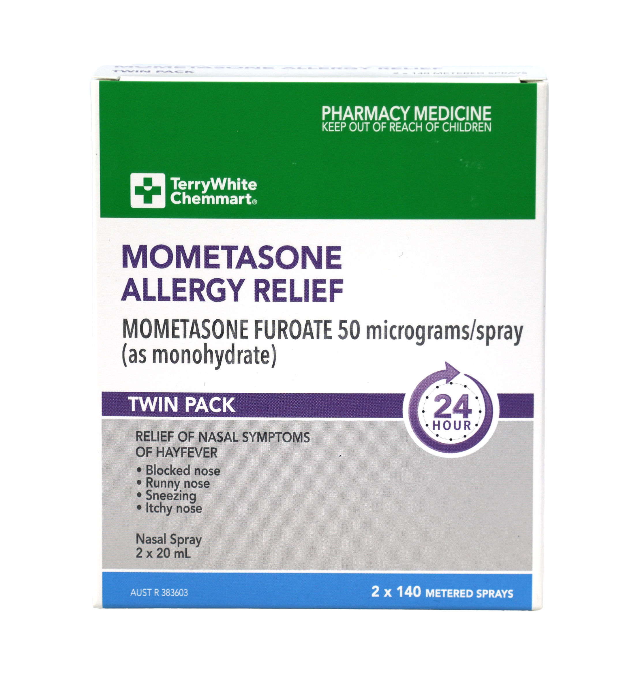 TerryWhite Chemmart Mometasone Nasal Spray 50mcg Twin Pack - 2 X 140 Doses - 2 packs