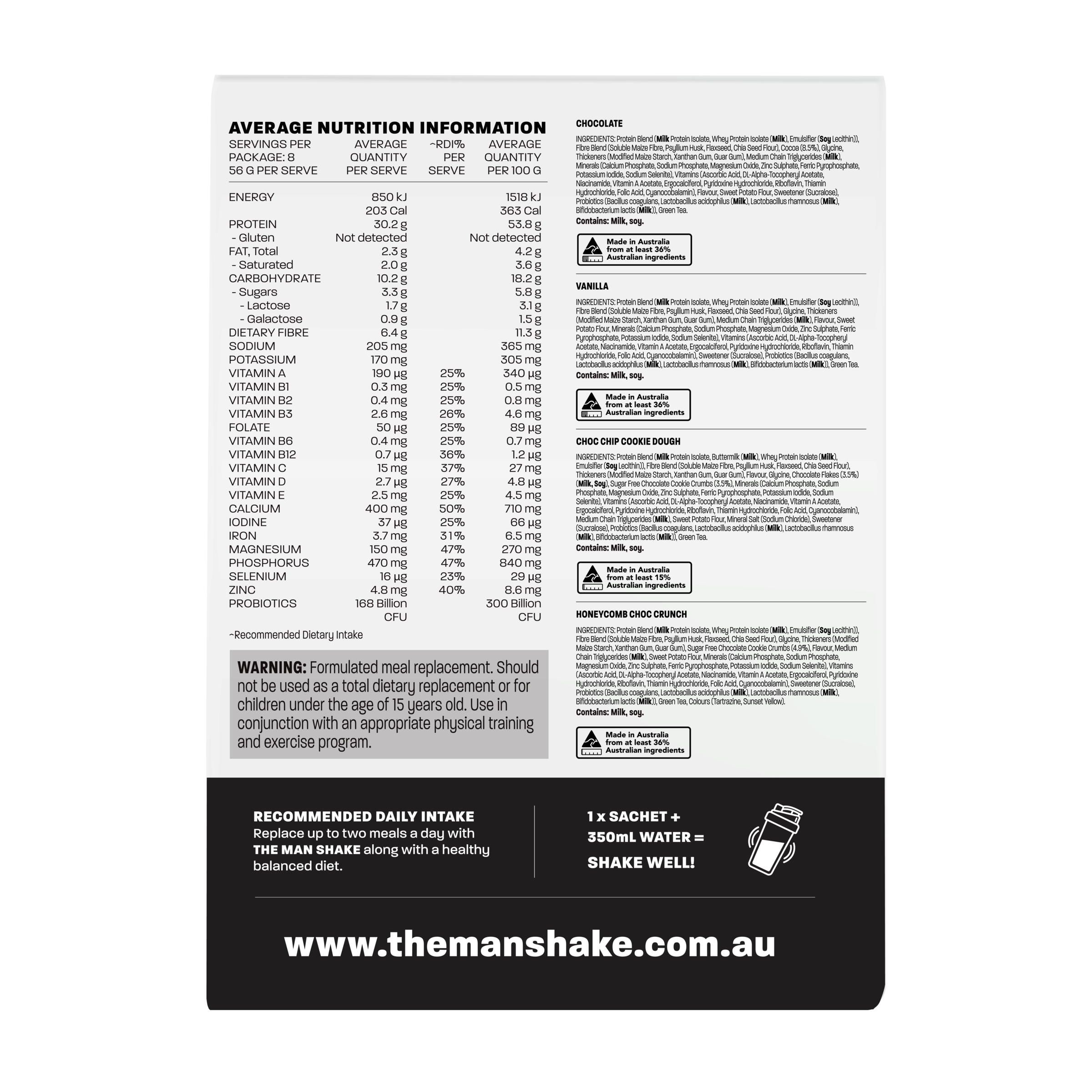 The Man Shake Meal Replacement Favourites Variety Pack 8 pack - Image 2