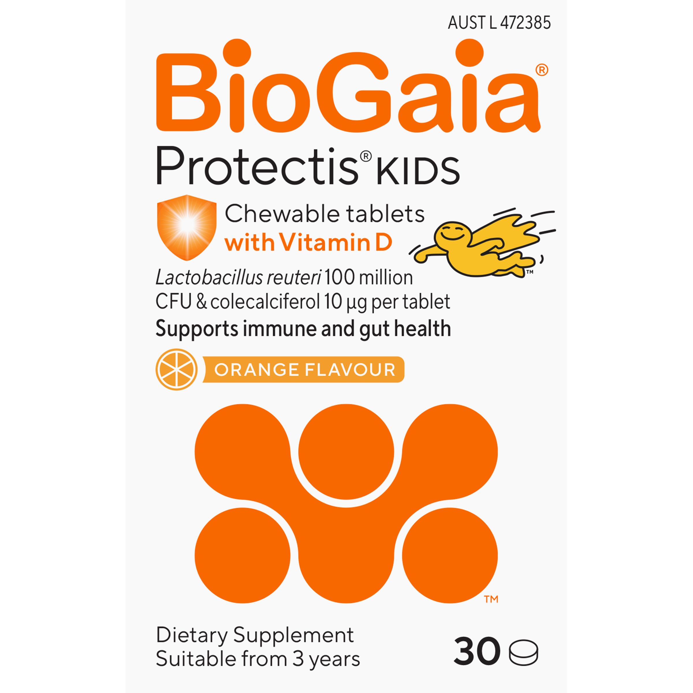 BioGaia Protectis Tablets Orange Vit D 10 mcg - Image 1