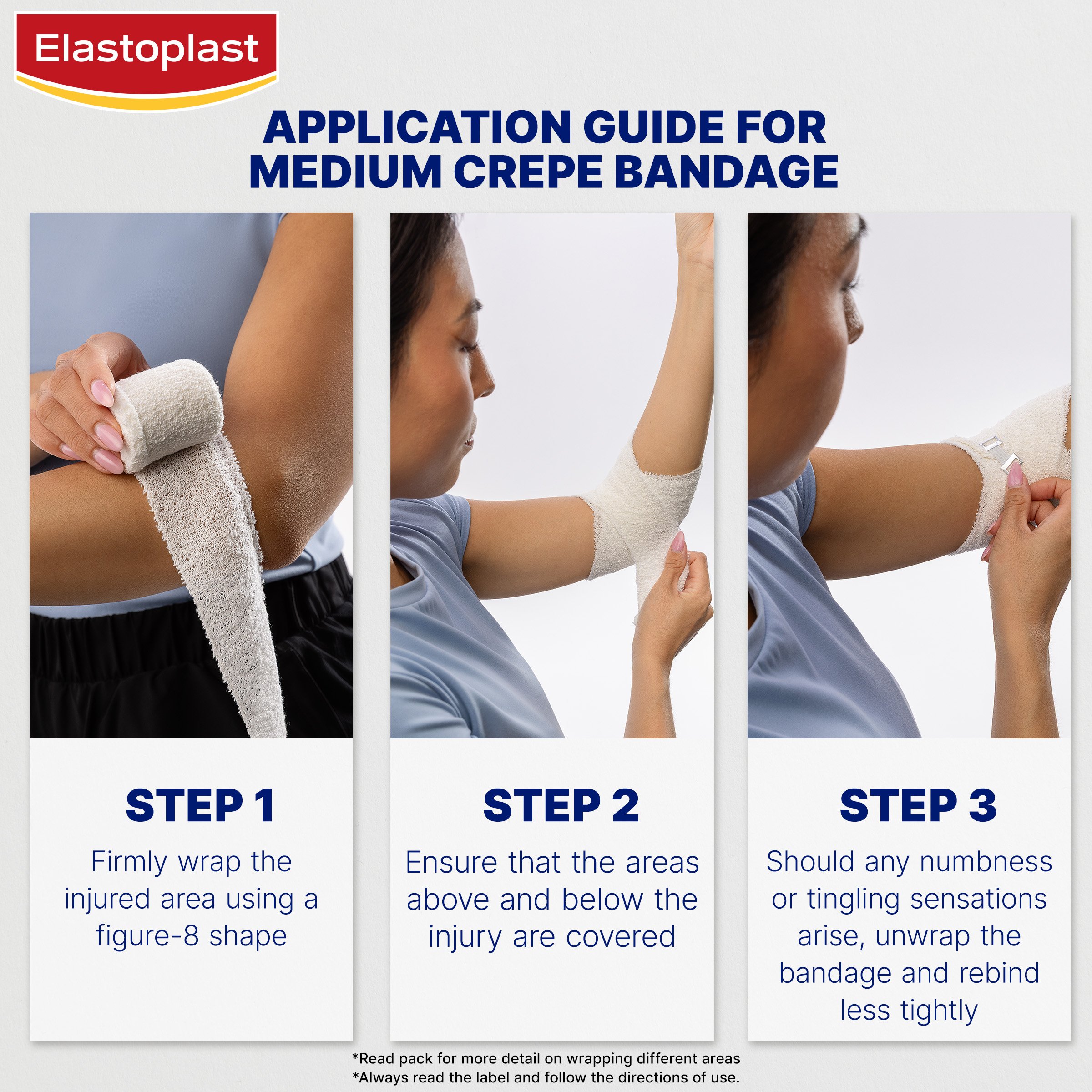 Elastoplast Crepe Bandage Medium Weight 10cm X 1.6m White - 1 roll - Image 7