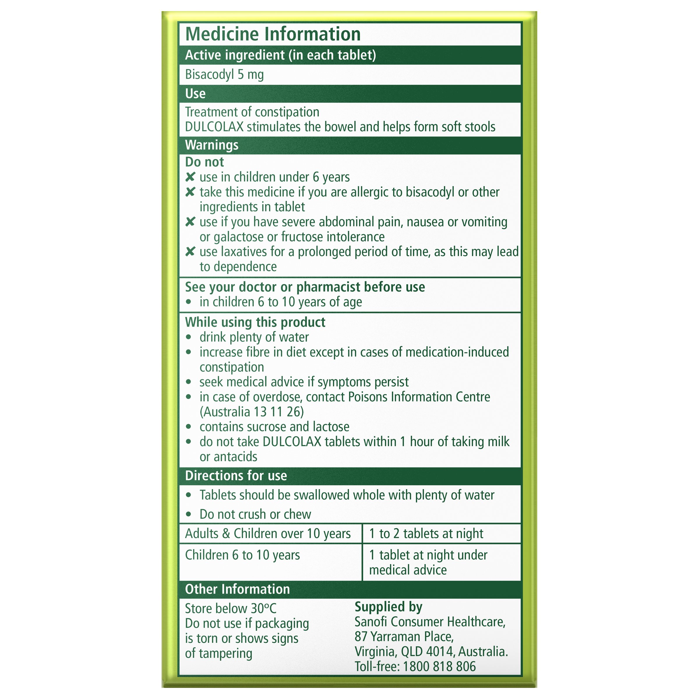 Dulcolax 5mg - 50 tablets - Image 2