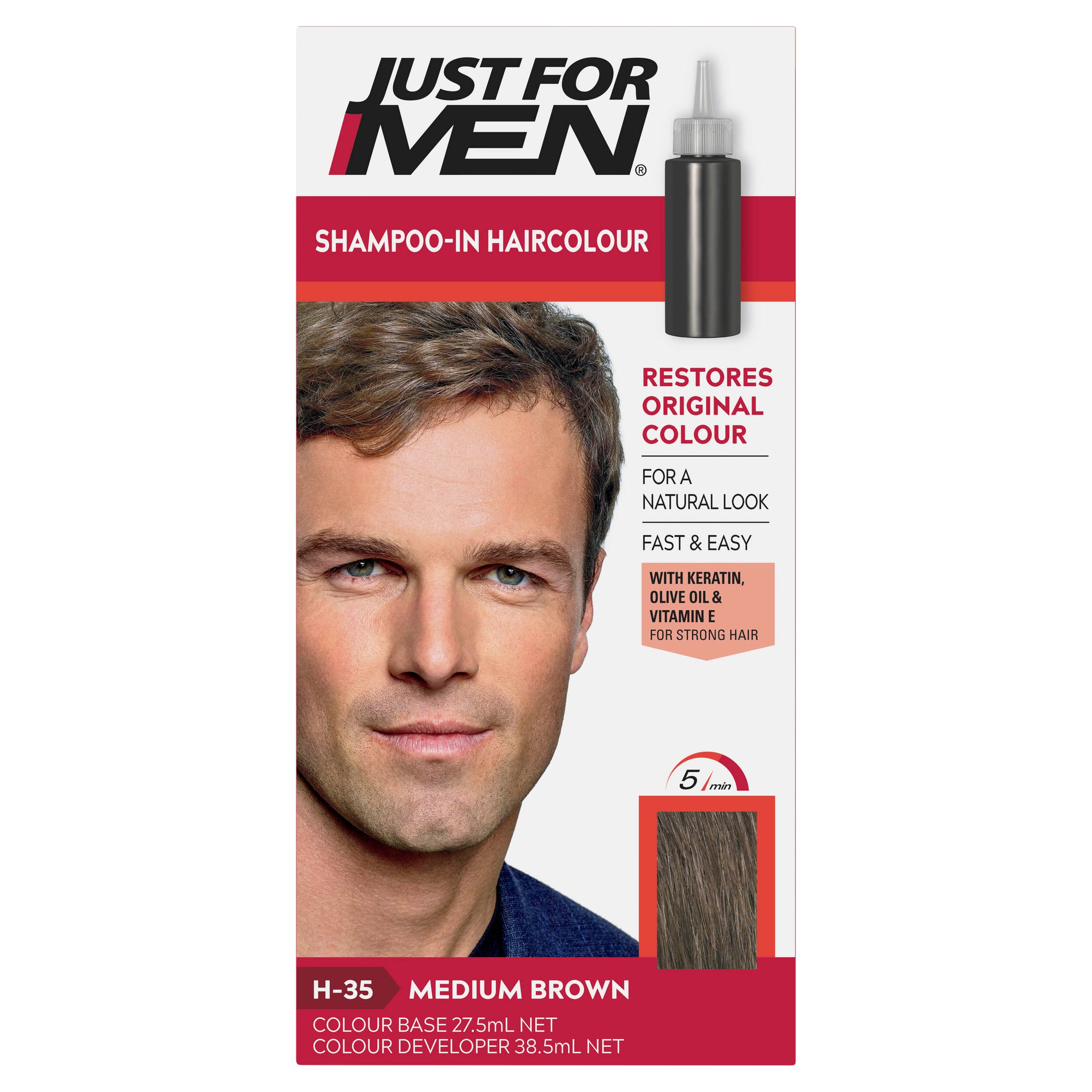 Just For Men Shampoo-In Haircolour Natural Medium Brown 1 pack - Image 1