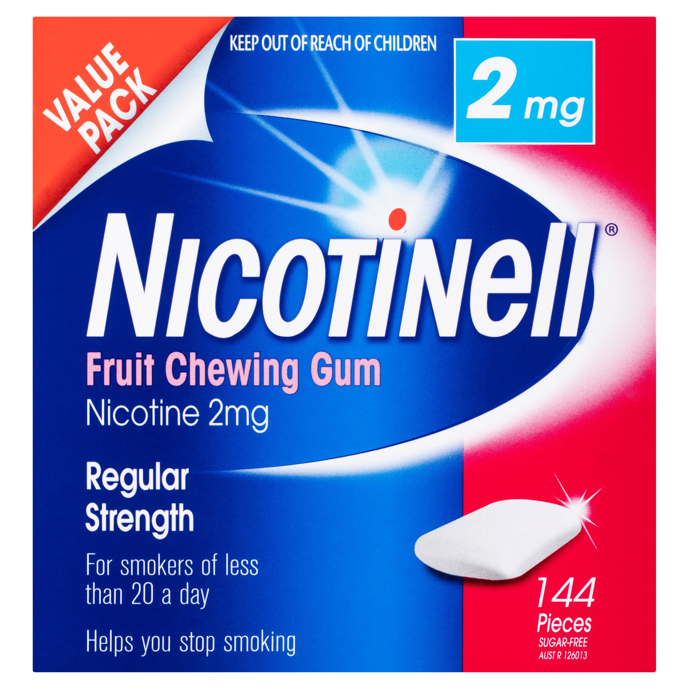 Nicotinell Fruit Nicotine Chewing Gum 2mg Regular Strength 144 pieces - Image 1