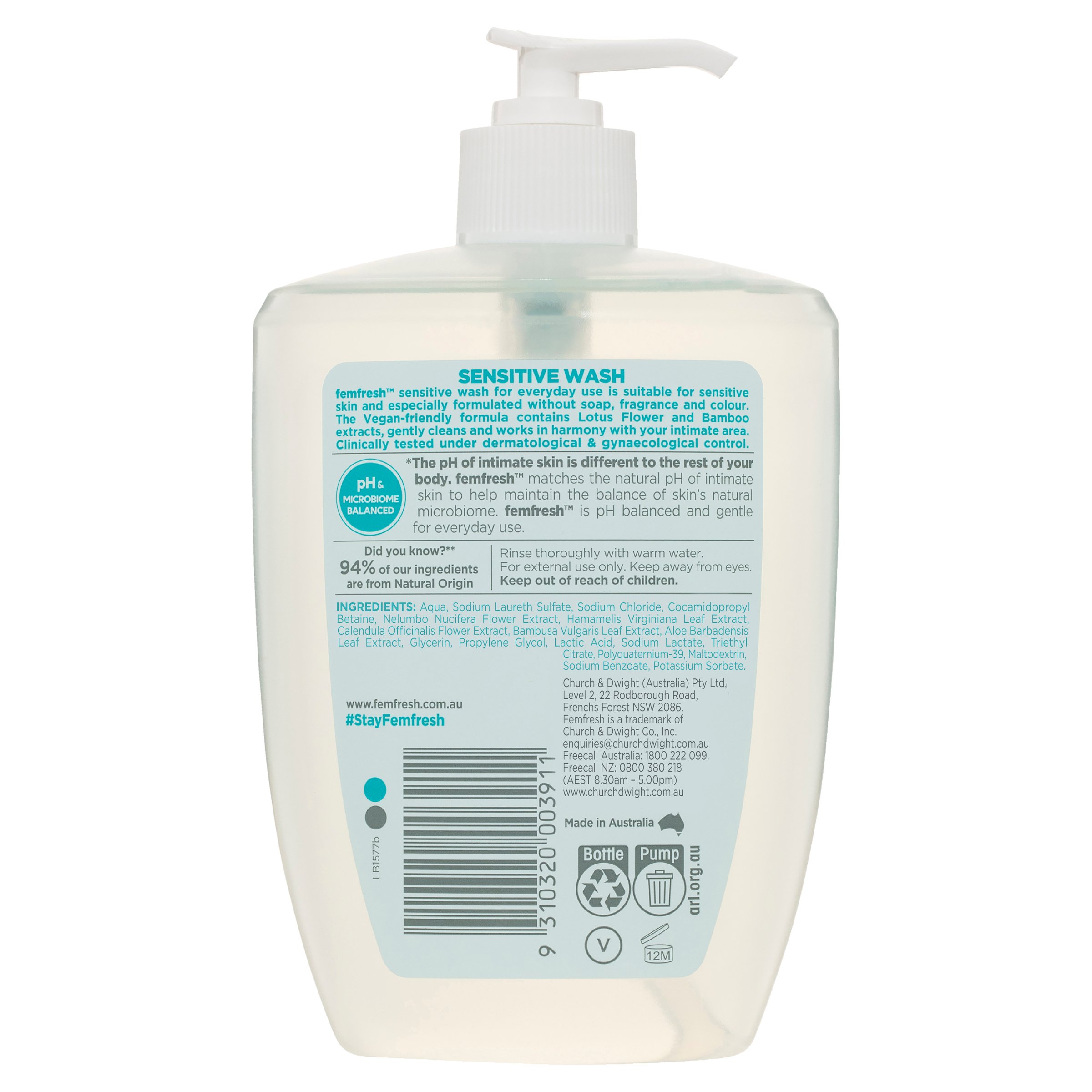 Femfresh Wash Sensitive 600ml - Image 2