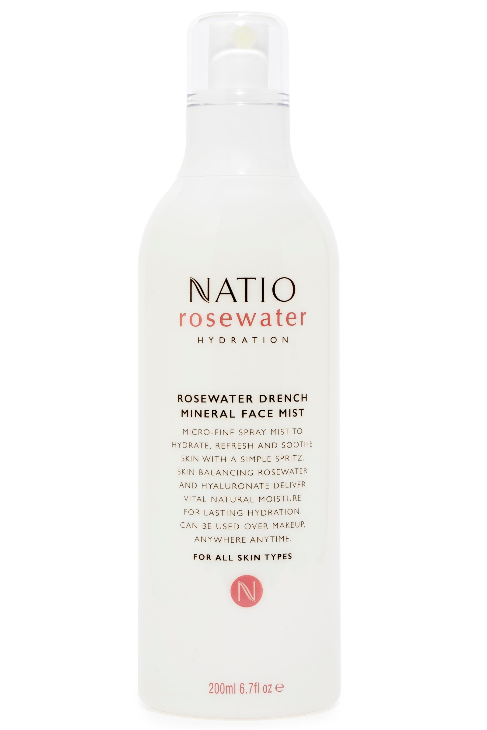 Natio Rosewater Hydration Drench Mineral Face Mist 200ml