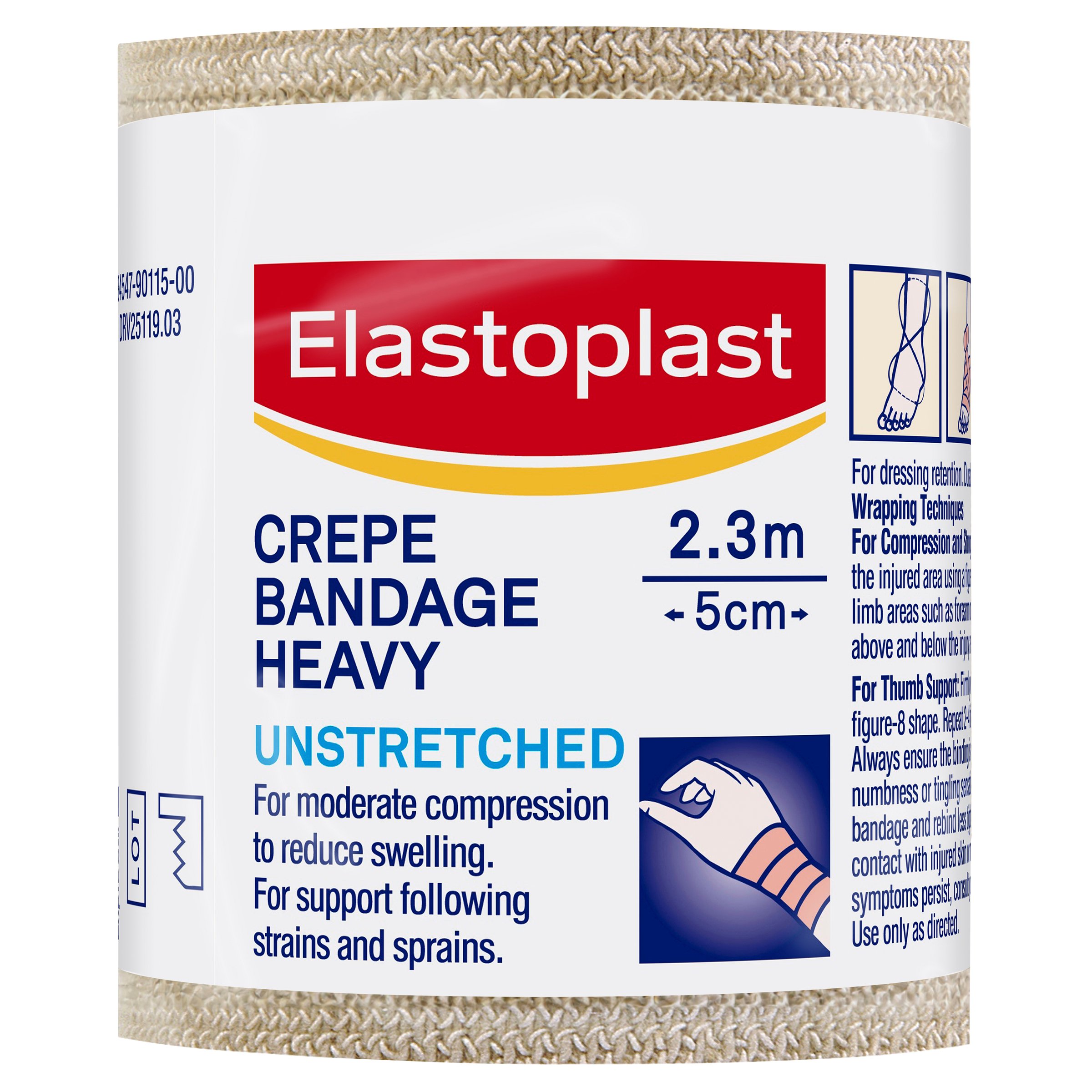 Elastoplast Crepe Bandage Heavy Weight 5cm X 2.3m Tan - 1 roll - Image 1