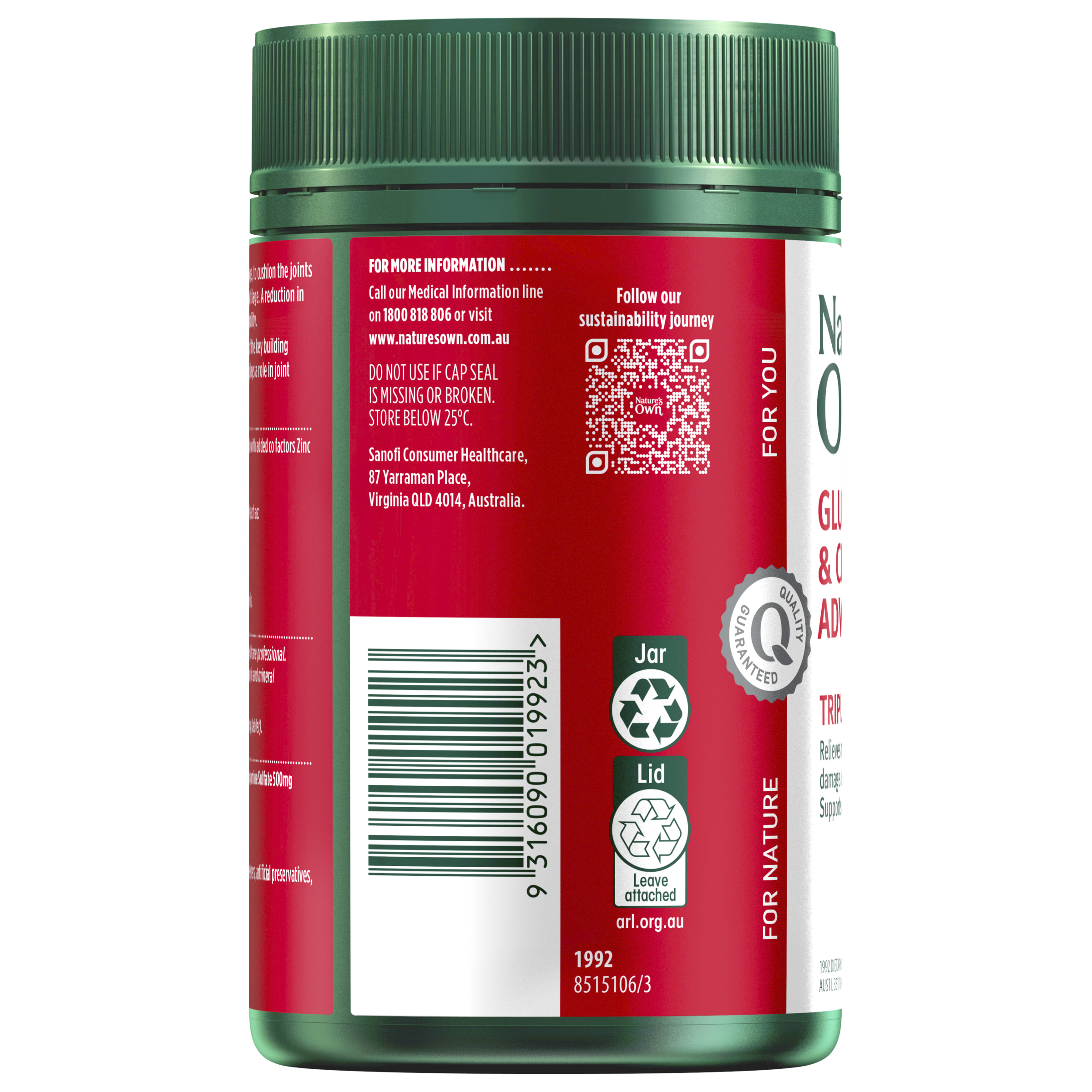 Nature's Own Glucosamine Sulfate & Chondroitin Advanced 180 tablets - Image 3