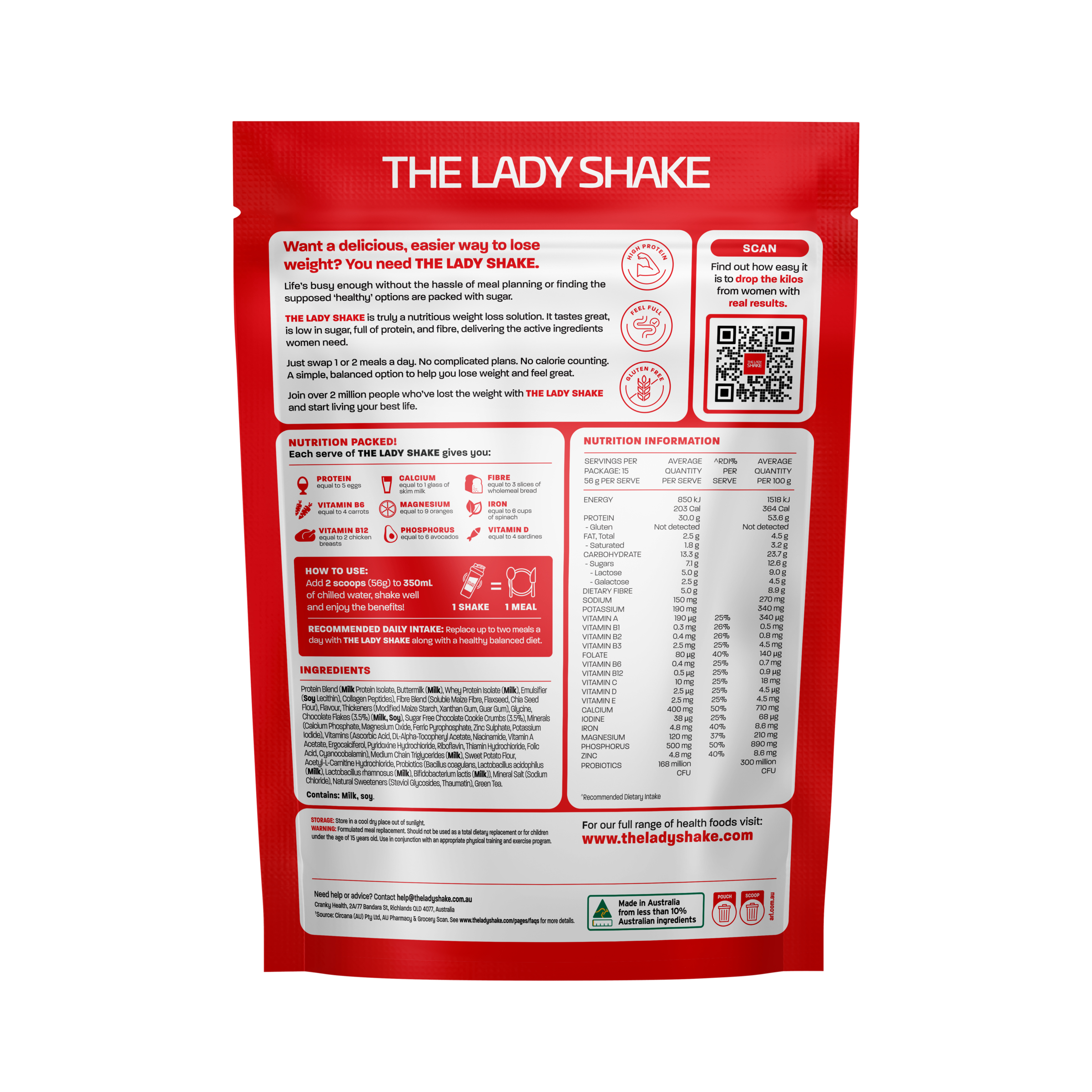 The Lady Shake Meal Replacement Choc Chip Cookie Dough 840g - Image 2