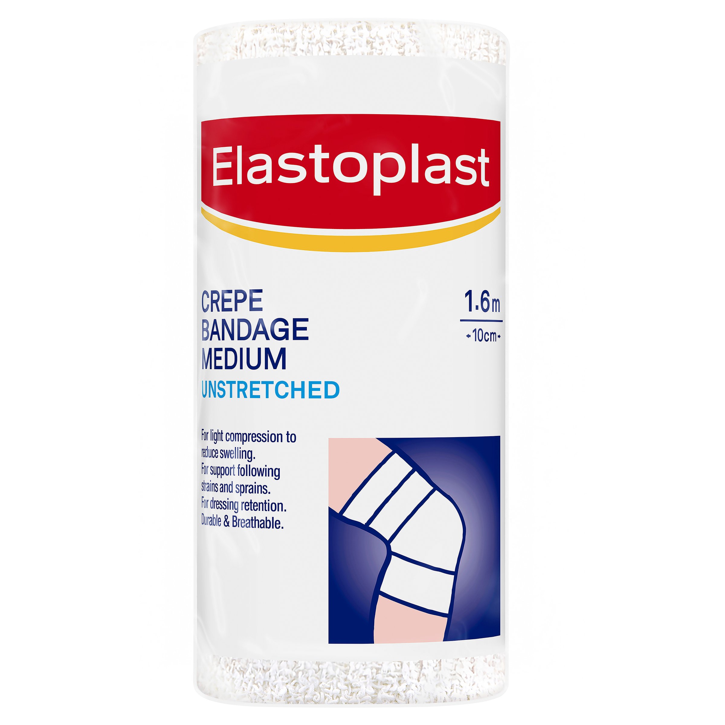Elastoplast Crepe Bandage Medium Weight 10cm X 1.6m White - 1 roll - Image 1