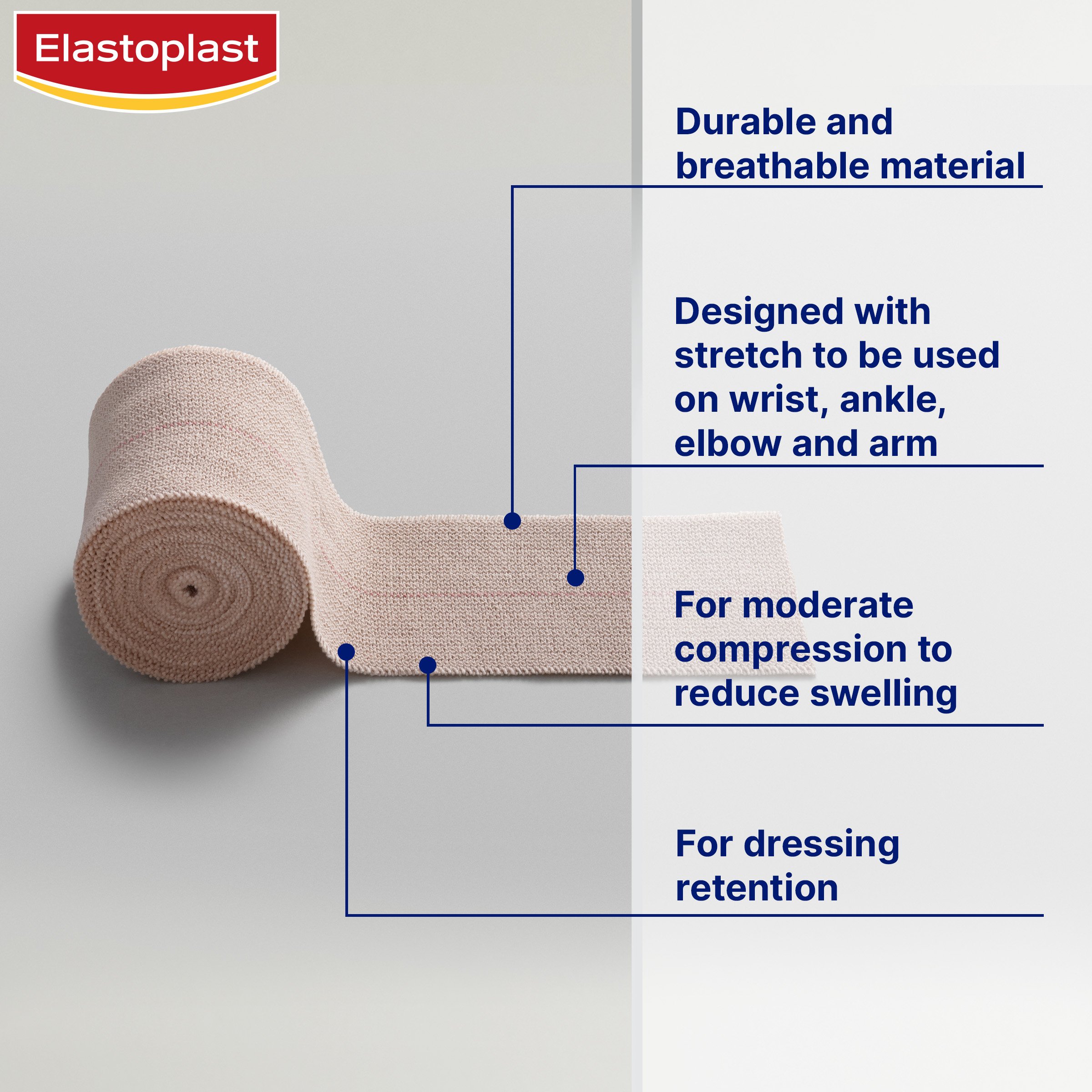 Elastoplast Crepe Bandage Heavy Weight 10cm X 2.3m Tan - 1 roll - Image 6