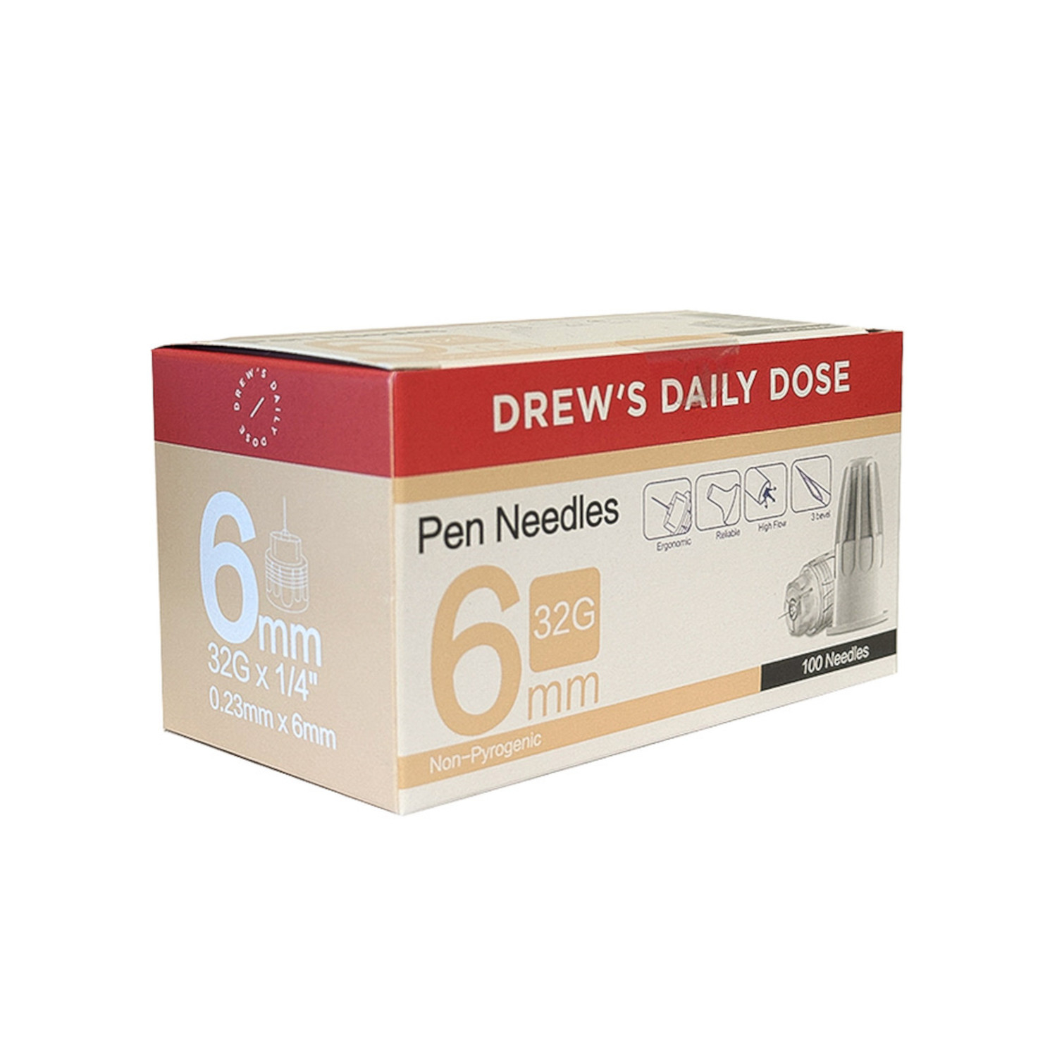 Drew's Daily Dose Pen Needle 32G x 6mm 100