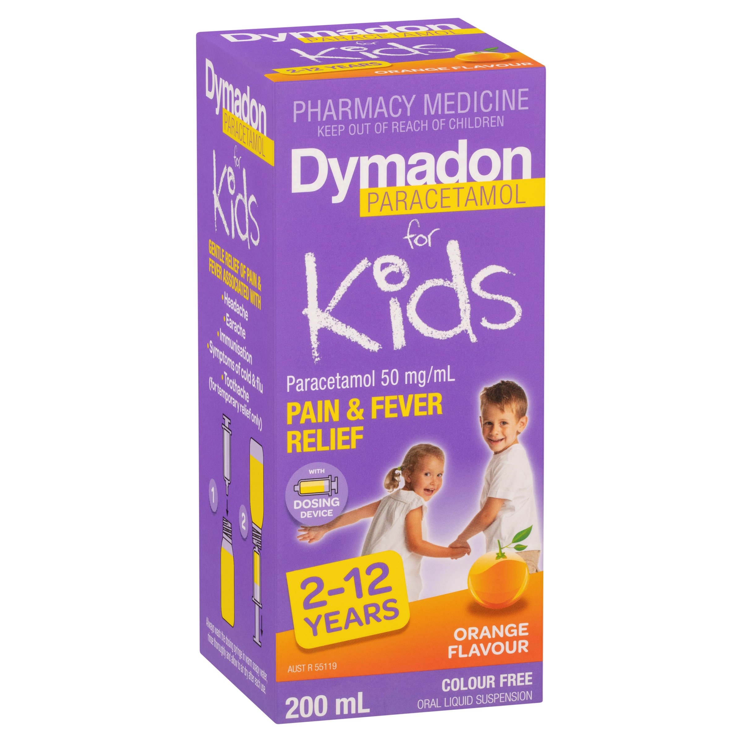 Dymadon Paracetamol for Kids 2-12yrs Orange 200mL - Image 10