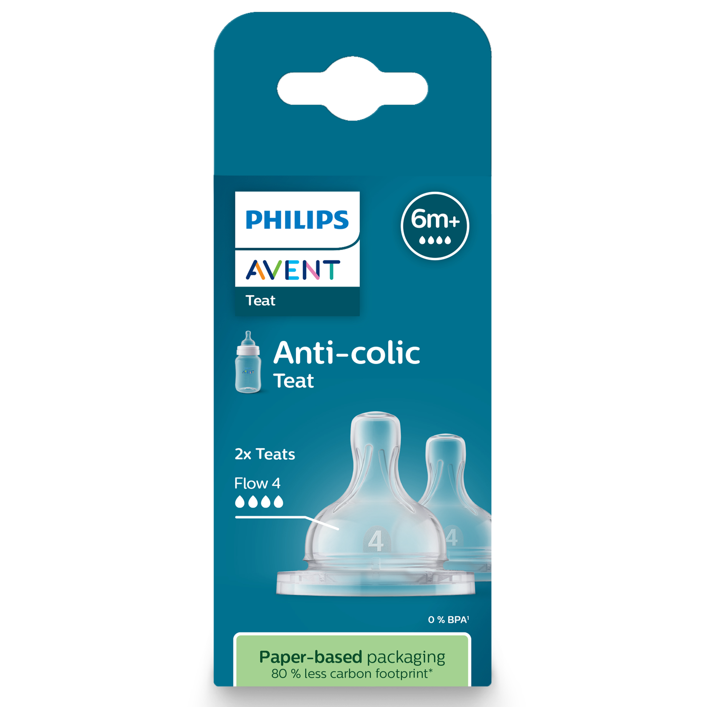 Avent Anti-Colic Silicone Teat Fast Flow 6M+ BPA Free 2 pack - Image 1