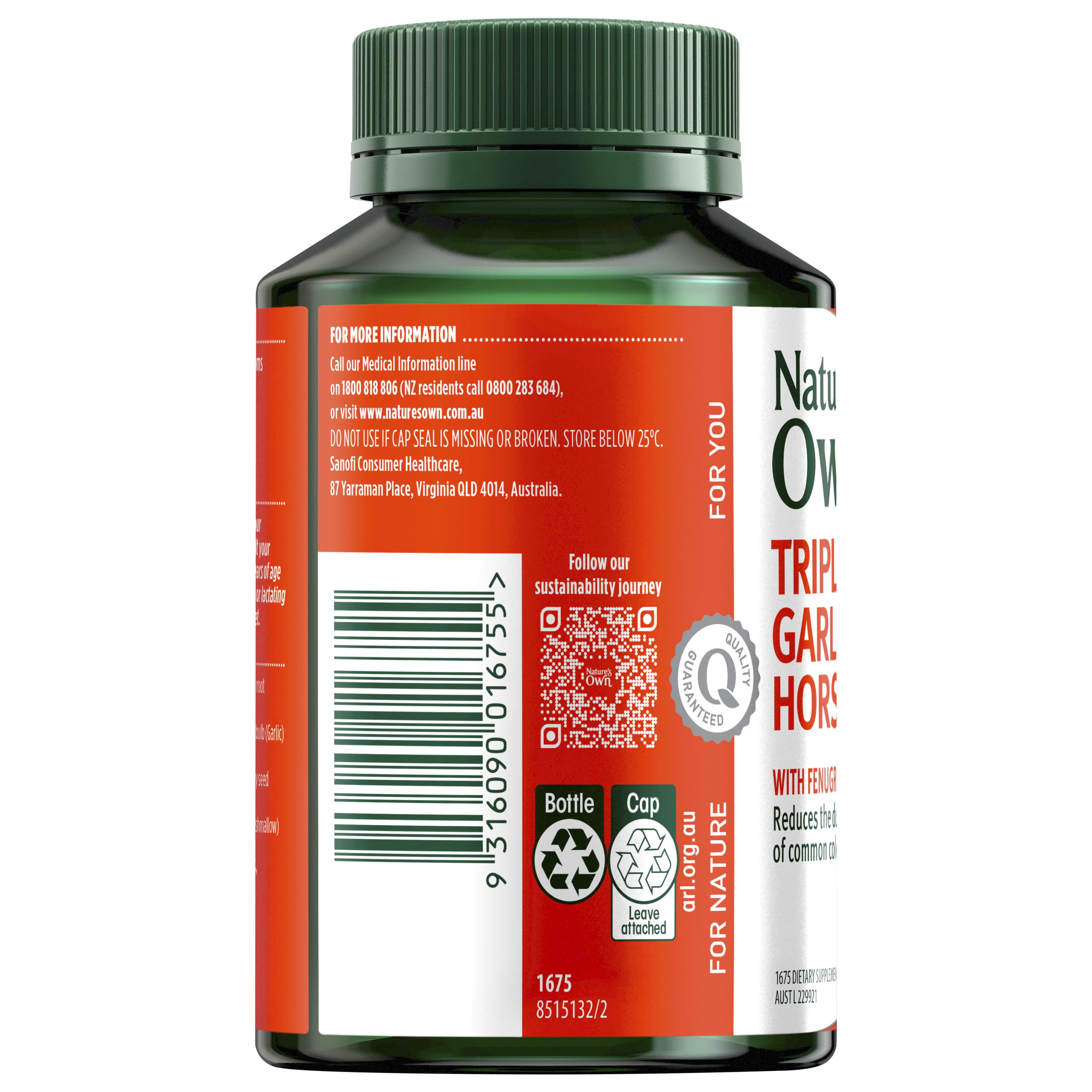 Nature's Own Triple Strength Garlic + C Horseradish 100 tablets - Image 3