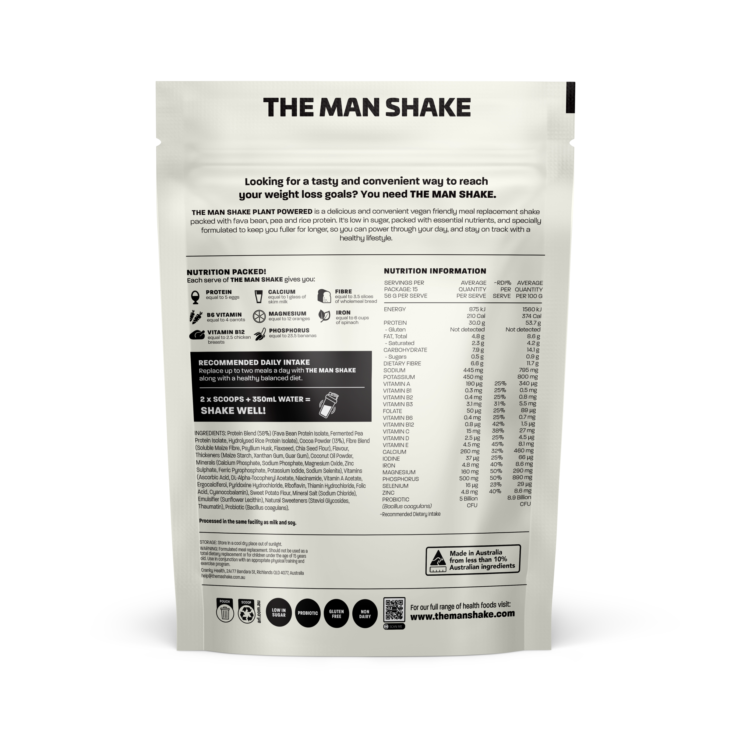 The Man Shake Plant Powered Chocolate 840g - Image 2
