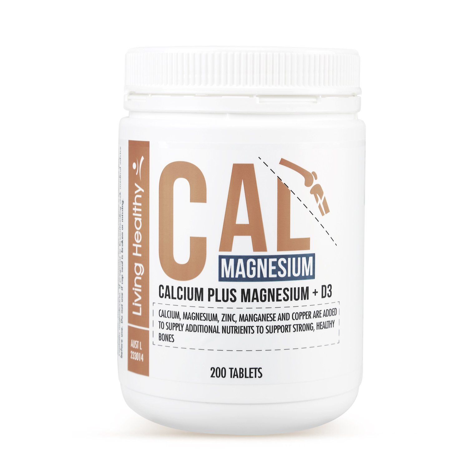 Living Healthy Calcium + Magnesium + D3 - 200 tablets - Image 1