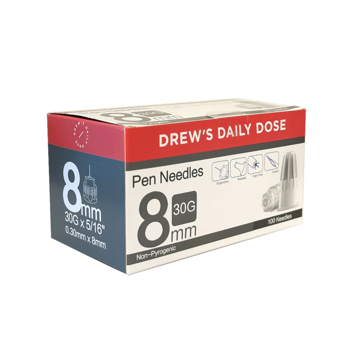 Drew's Daily Dose Pen Needle 30G x 8mm 100