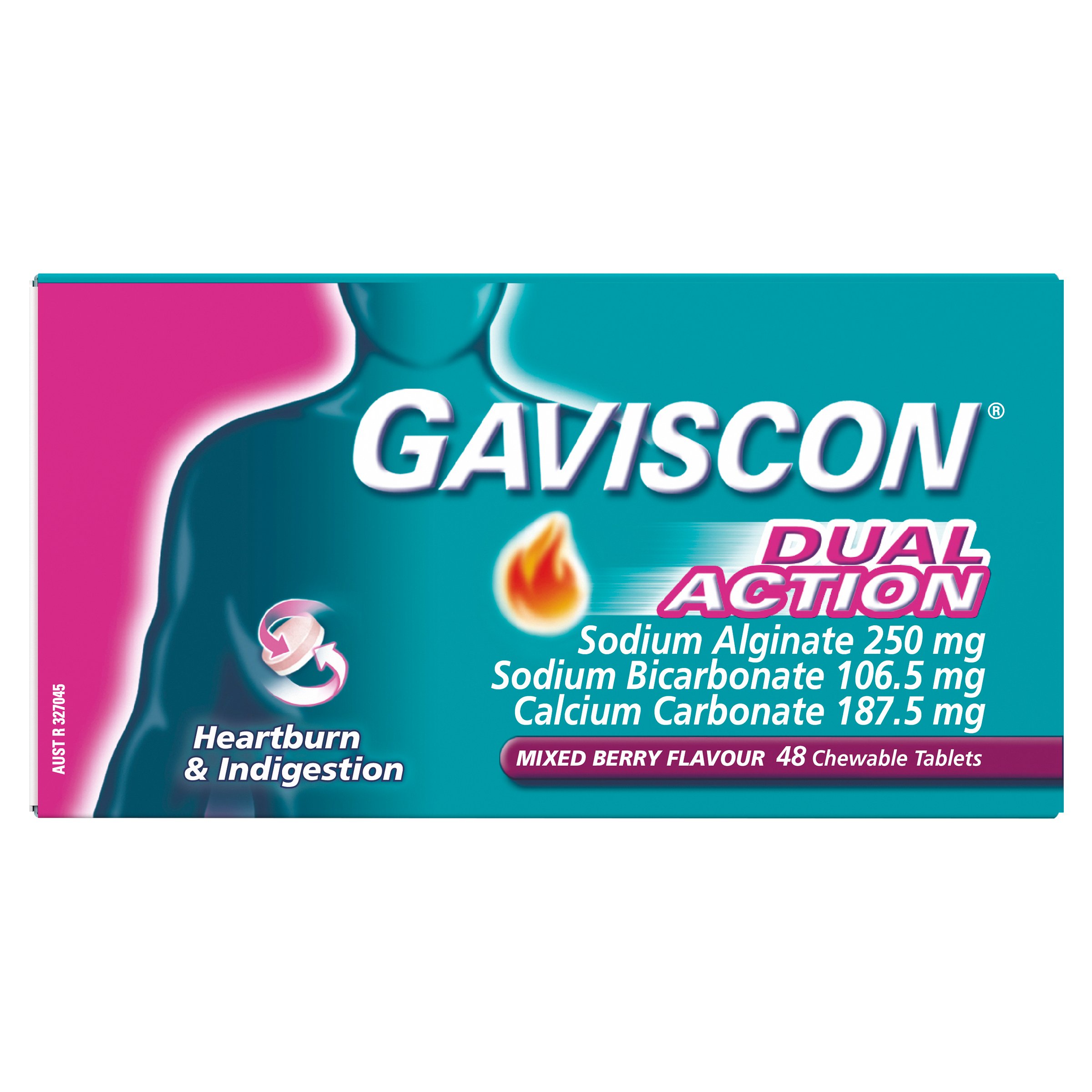 Gaviscon Dual Action Mixed Berry 48 chewable tablets - Image 1