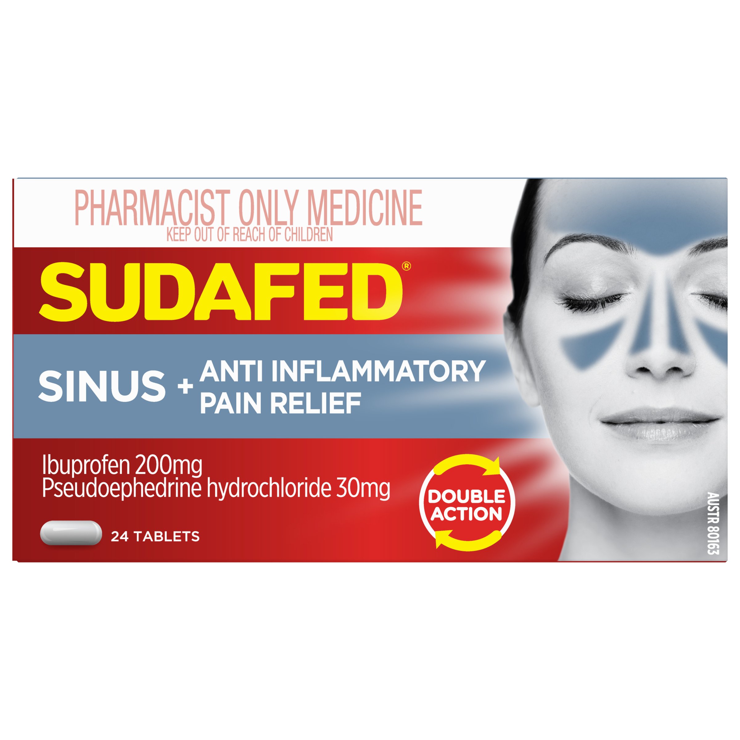 Sudafed PSE Double Action Sinus + Anti-Inflammatory 24 tablets - Image 1