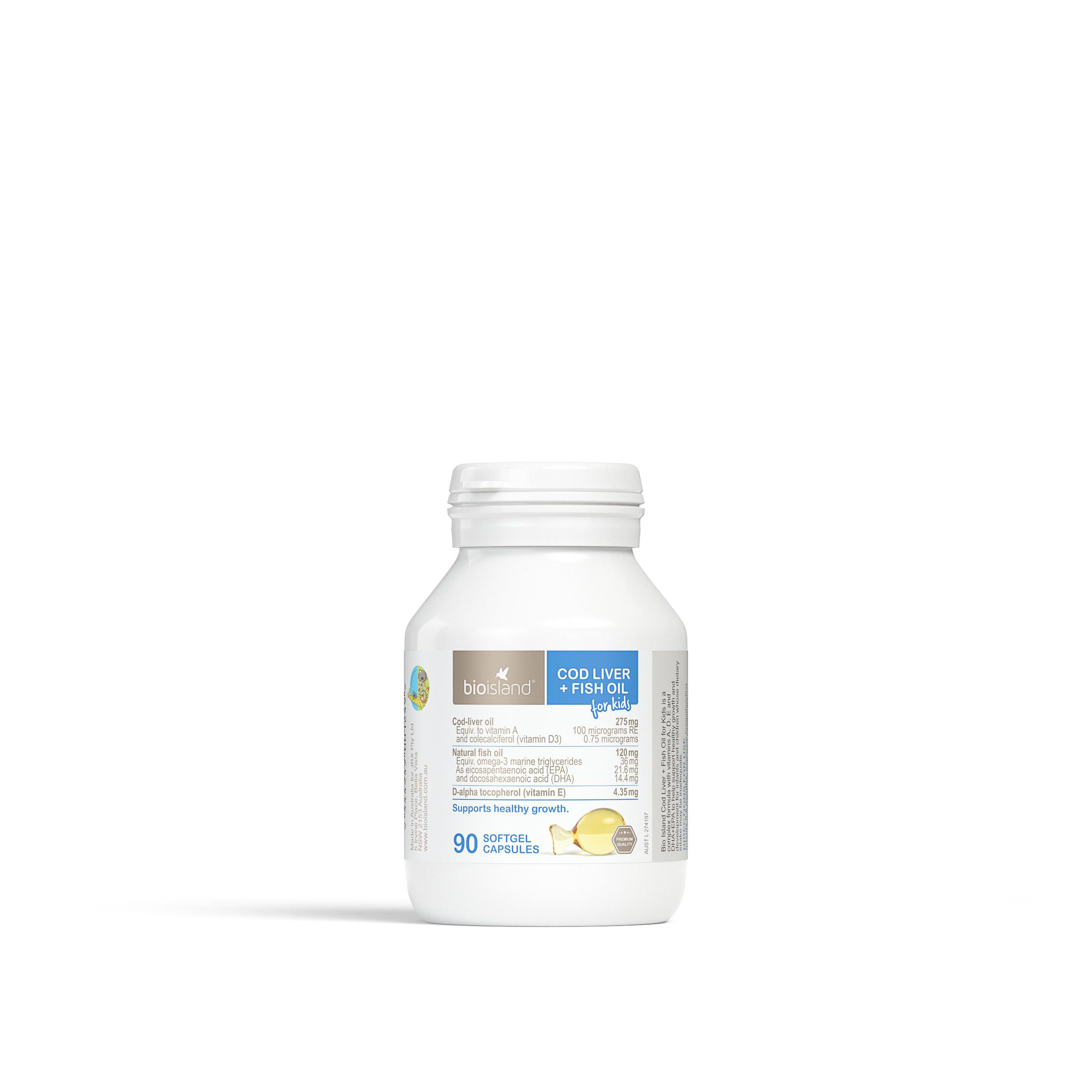 Bio Island Cod Liver + Fish Oil For Kids 90 soft gel capsules - Image 1