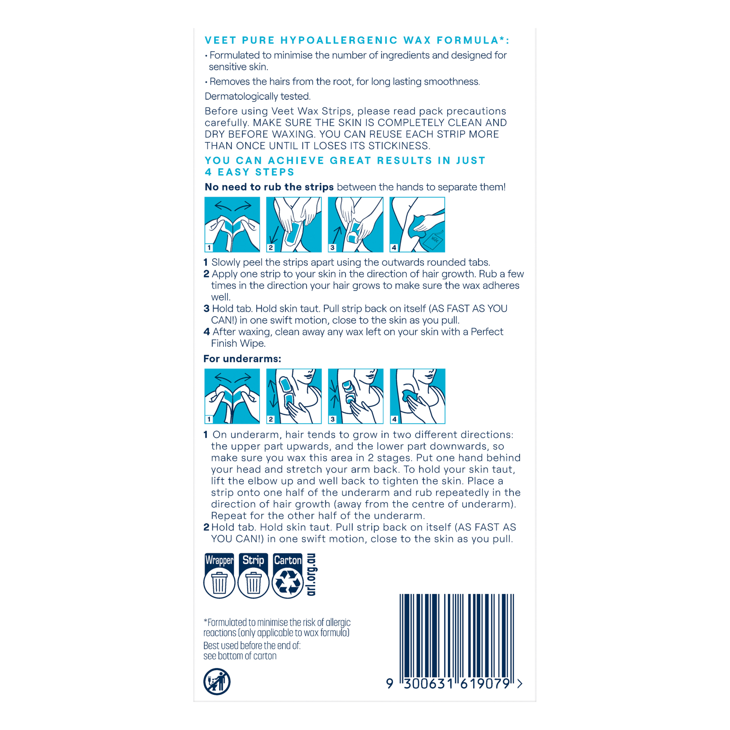 Veet Pure Leg Wax Strips 40 pack - Image 2