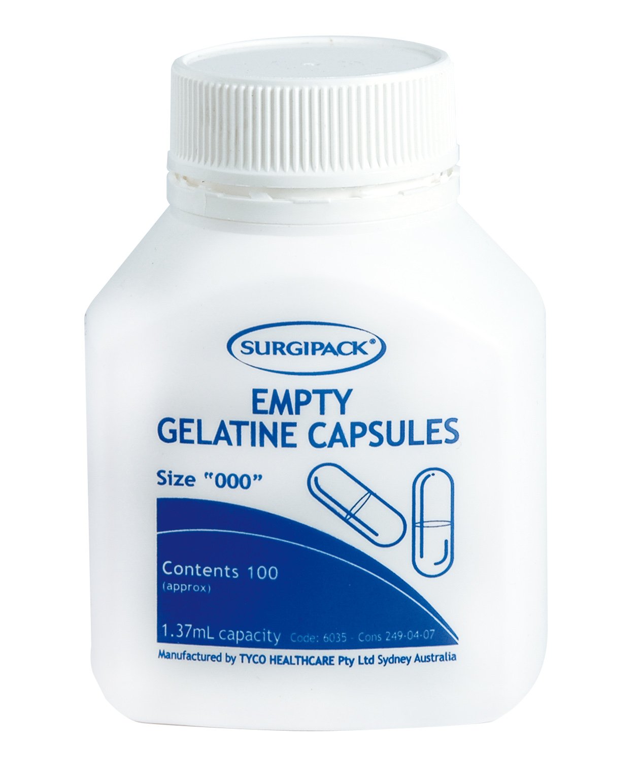 Surgi Pack Gelatin Capsules Size 000 - 100 pack