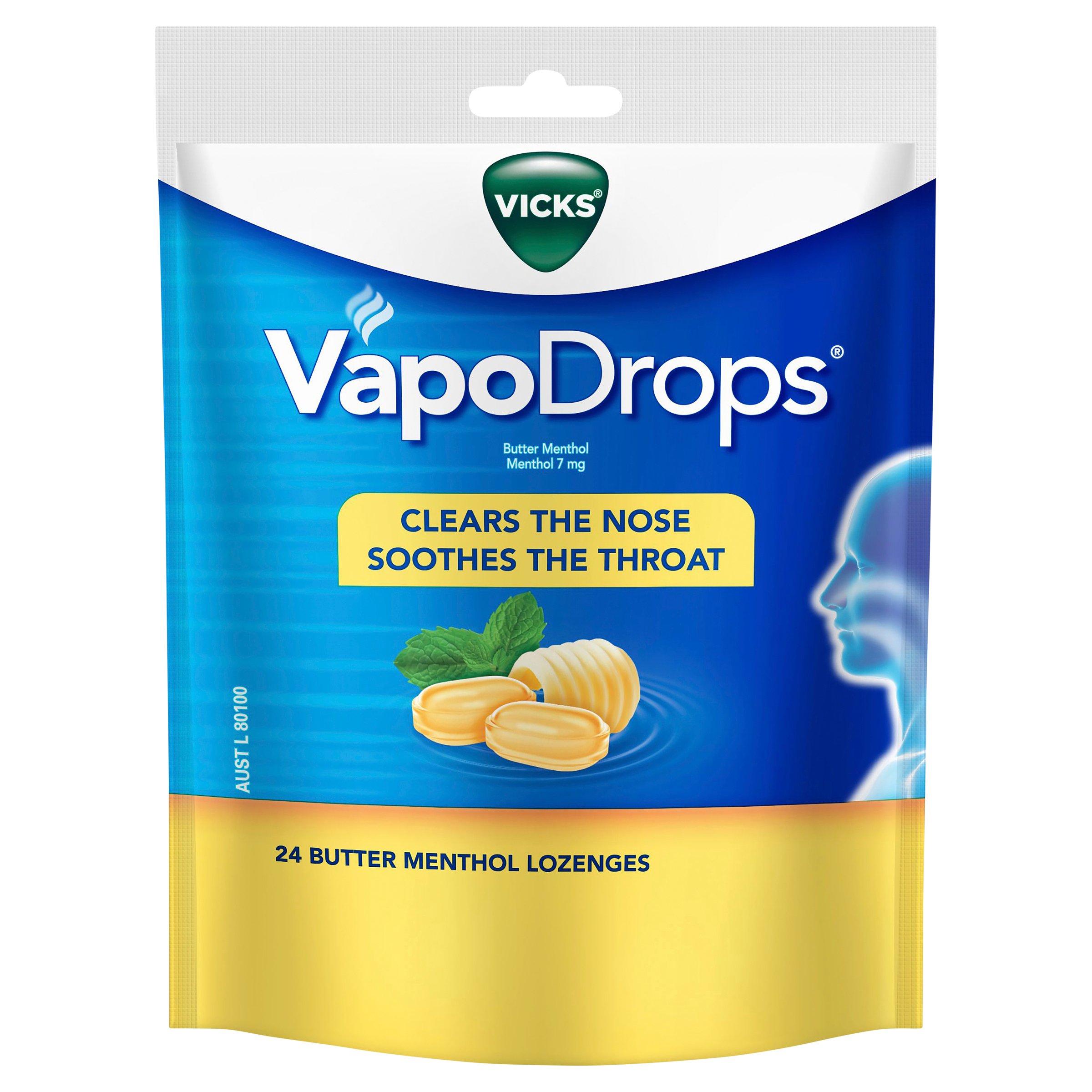 Vicks VapoDrops Butter Menthol 24 lozenges - Image 1