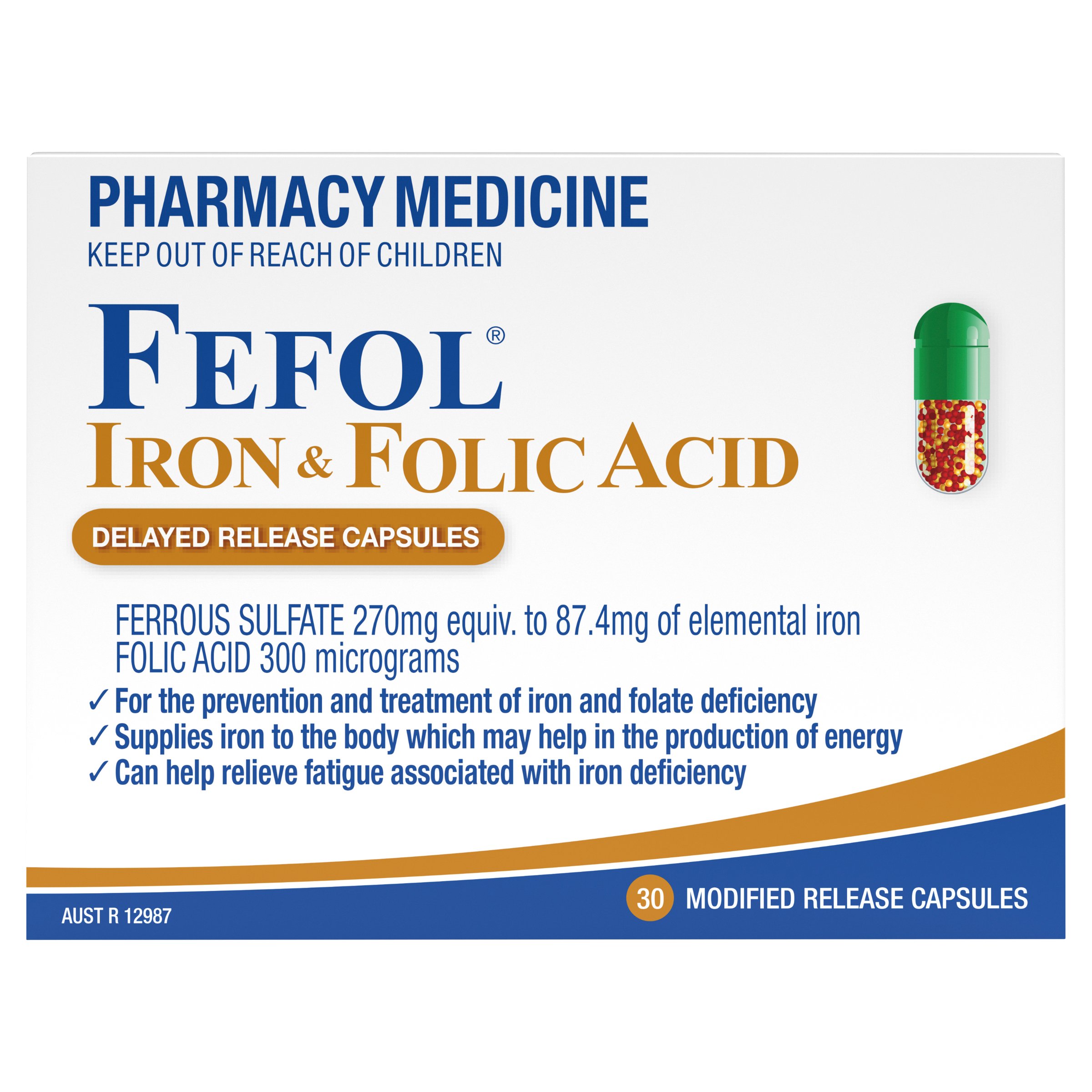 Fefol Iron & Folic Acid 30 capsules - Image 1