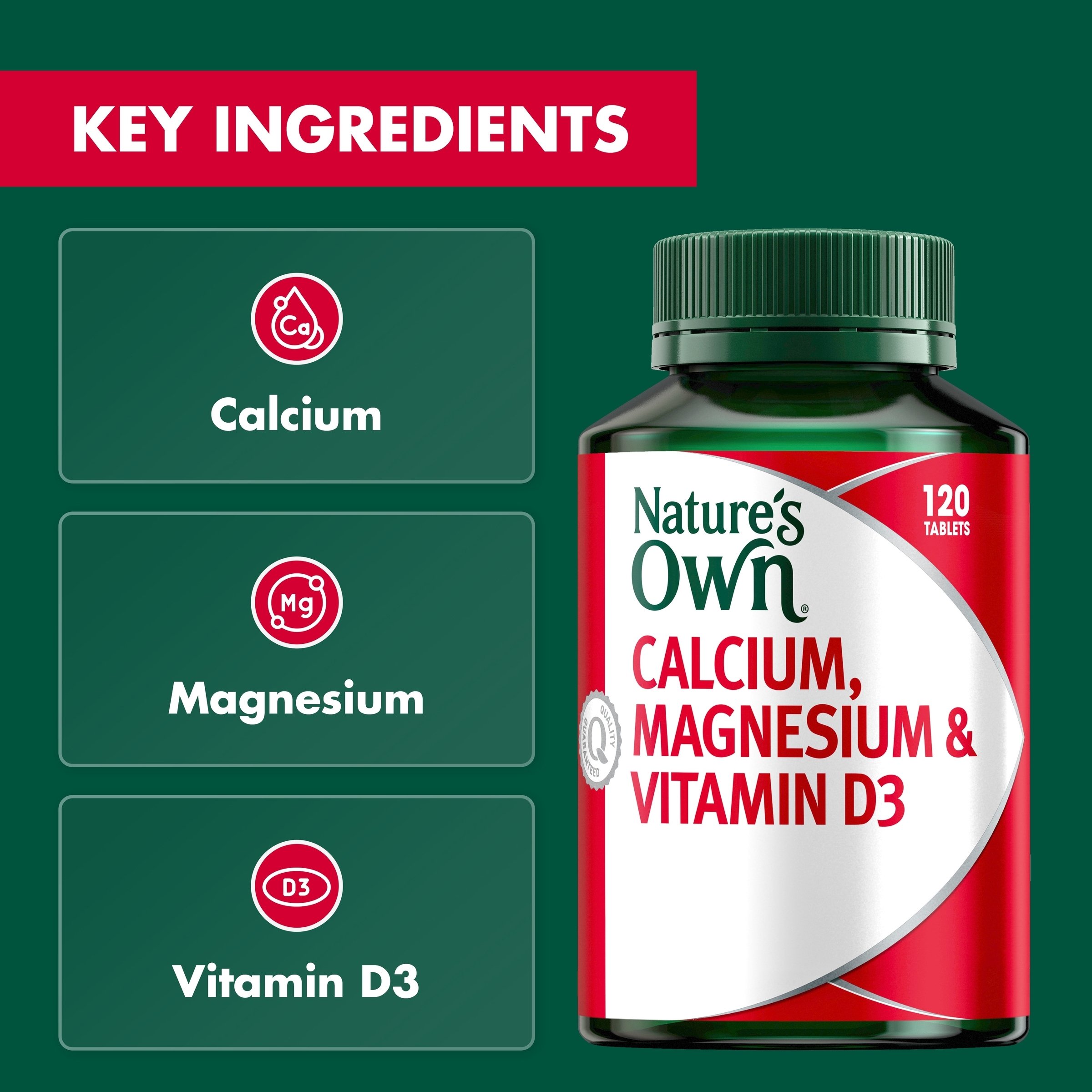Nature's Own Calcium Magnesium & Vitamin D3 - 120 tablets - Image 8