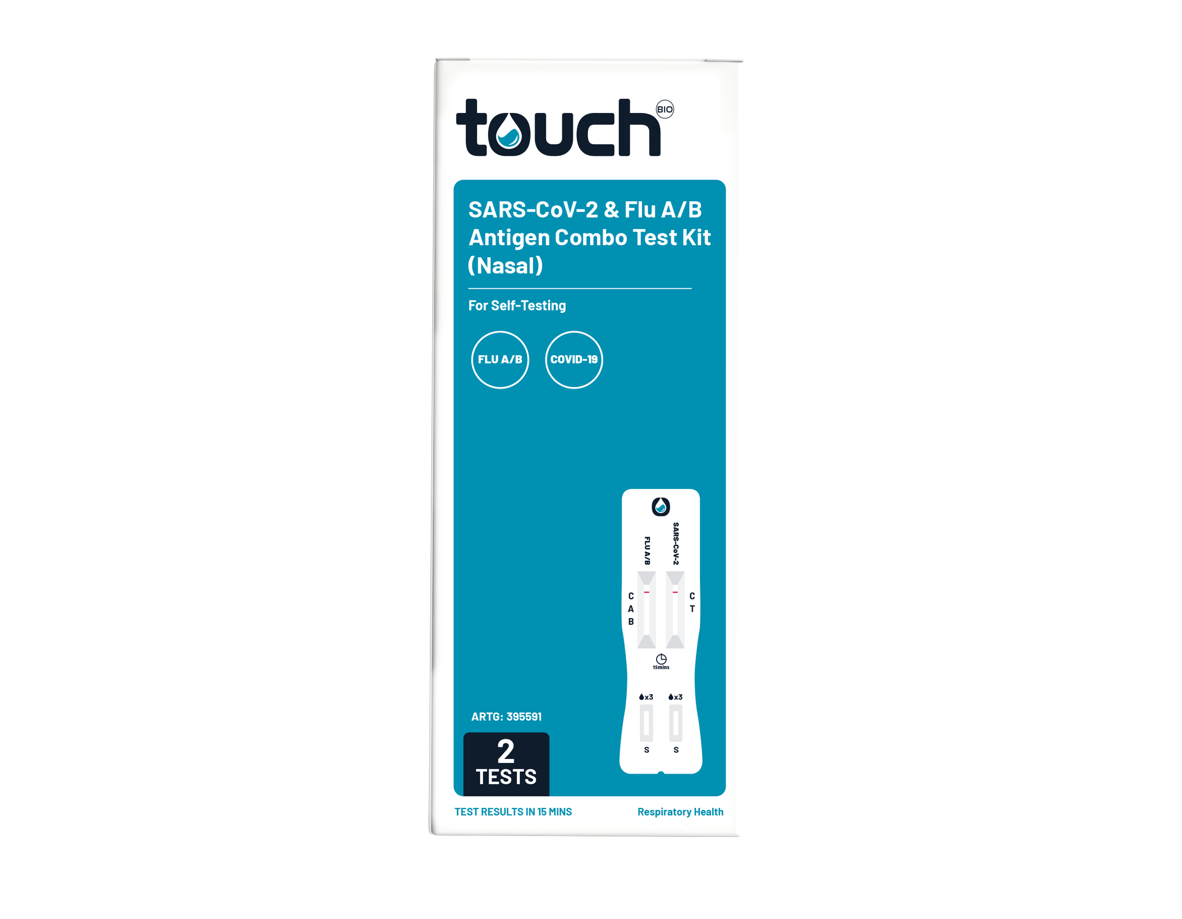 TouchBio 2in1 Flu A/B and COVID-19 Rapid Antigen Self-Testing Kit 2 pack - Image 1