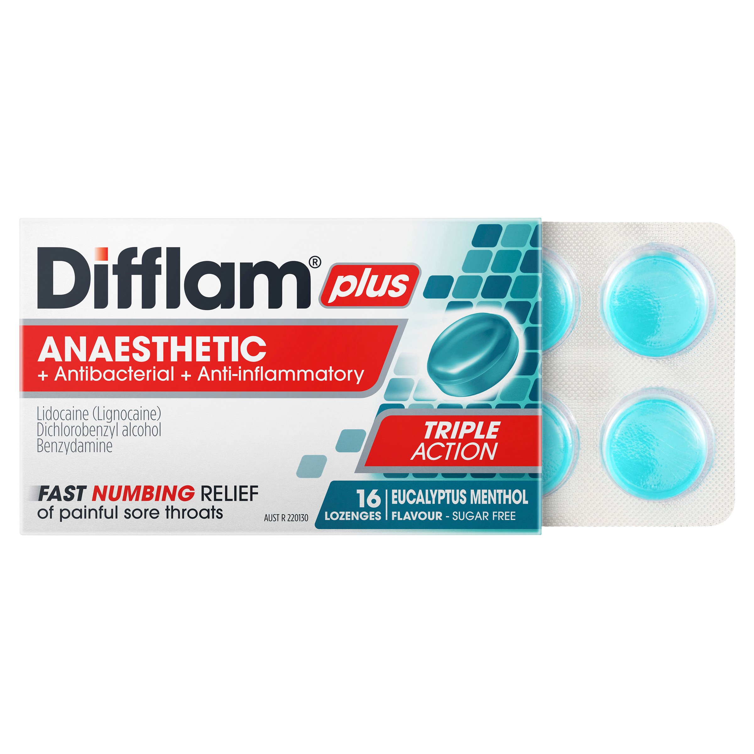 Difflam Plus Anaesthetic Triple Action Menthol & Eucalyptus 16 lozenges - Image 6