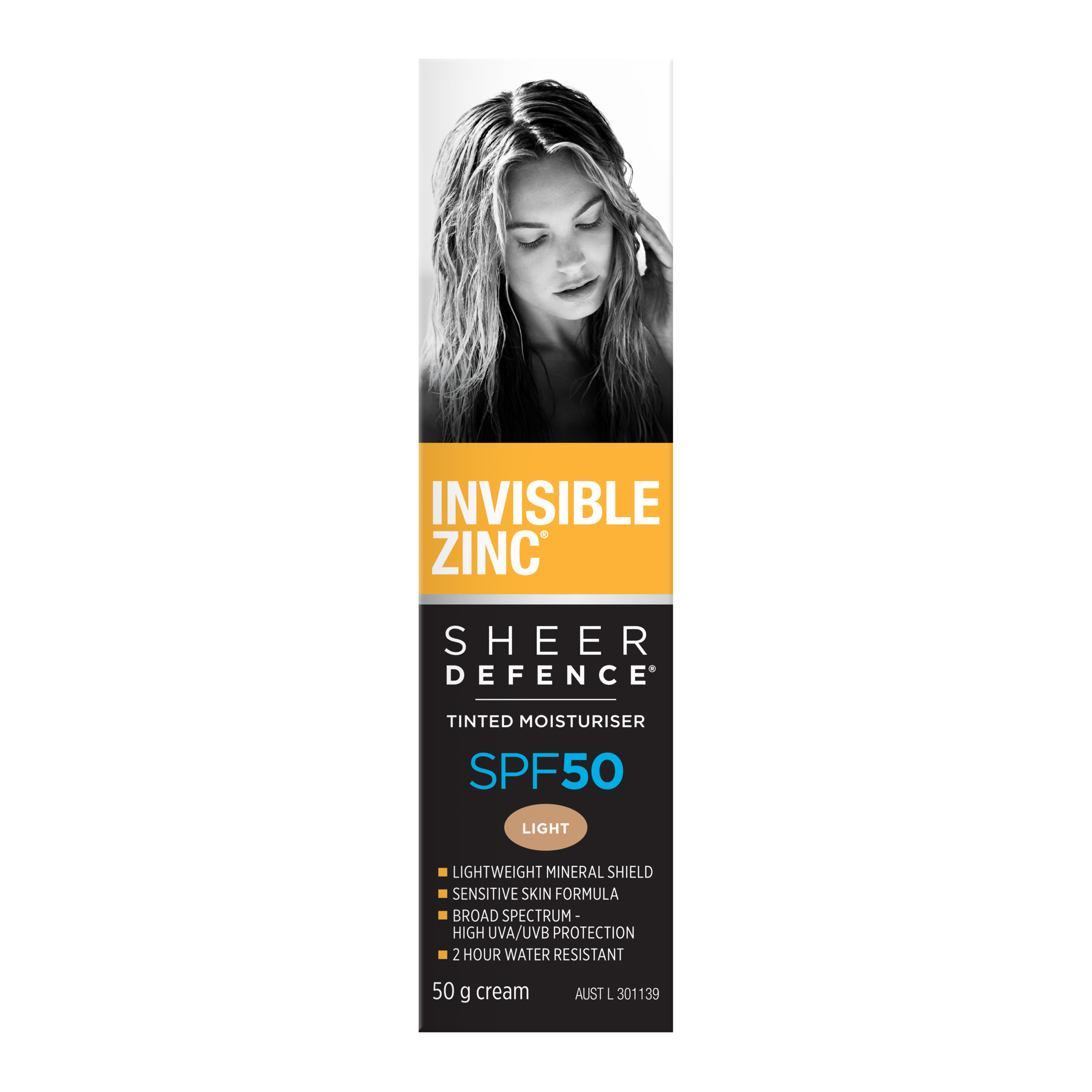 Invisible Zinc Sheer Defence Tinted Moisturiser Light SPF50 - 50g - Image 1