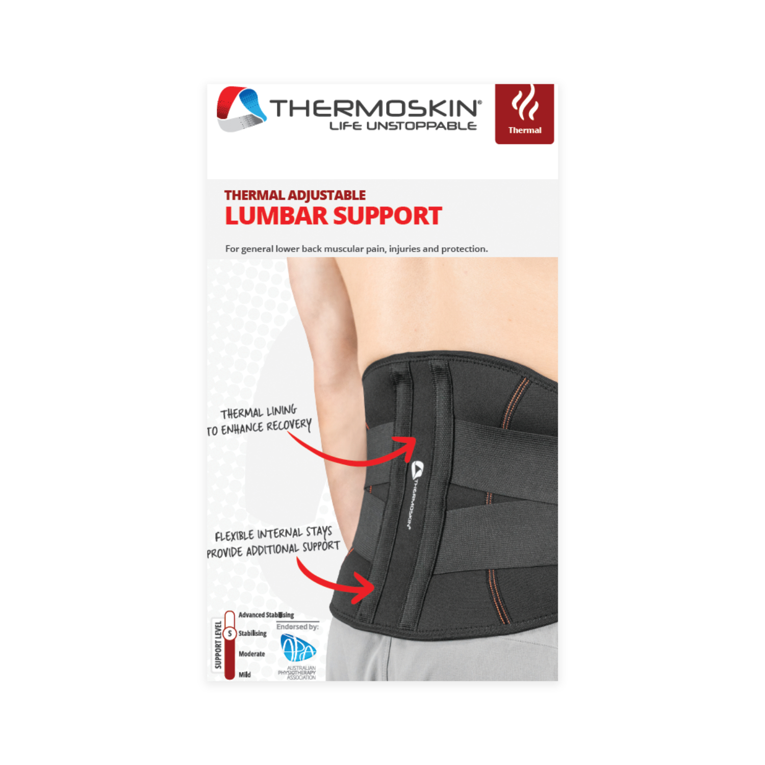 Thermoskin Thermal Lumbar Support Black S/M 1 unit - Image 1