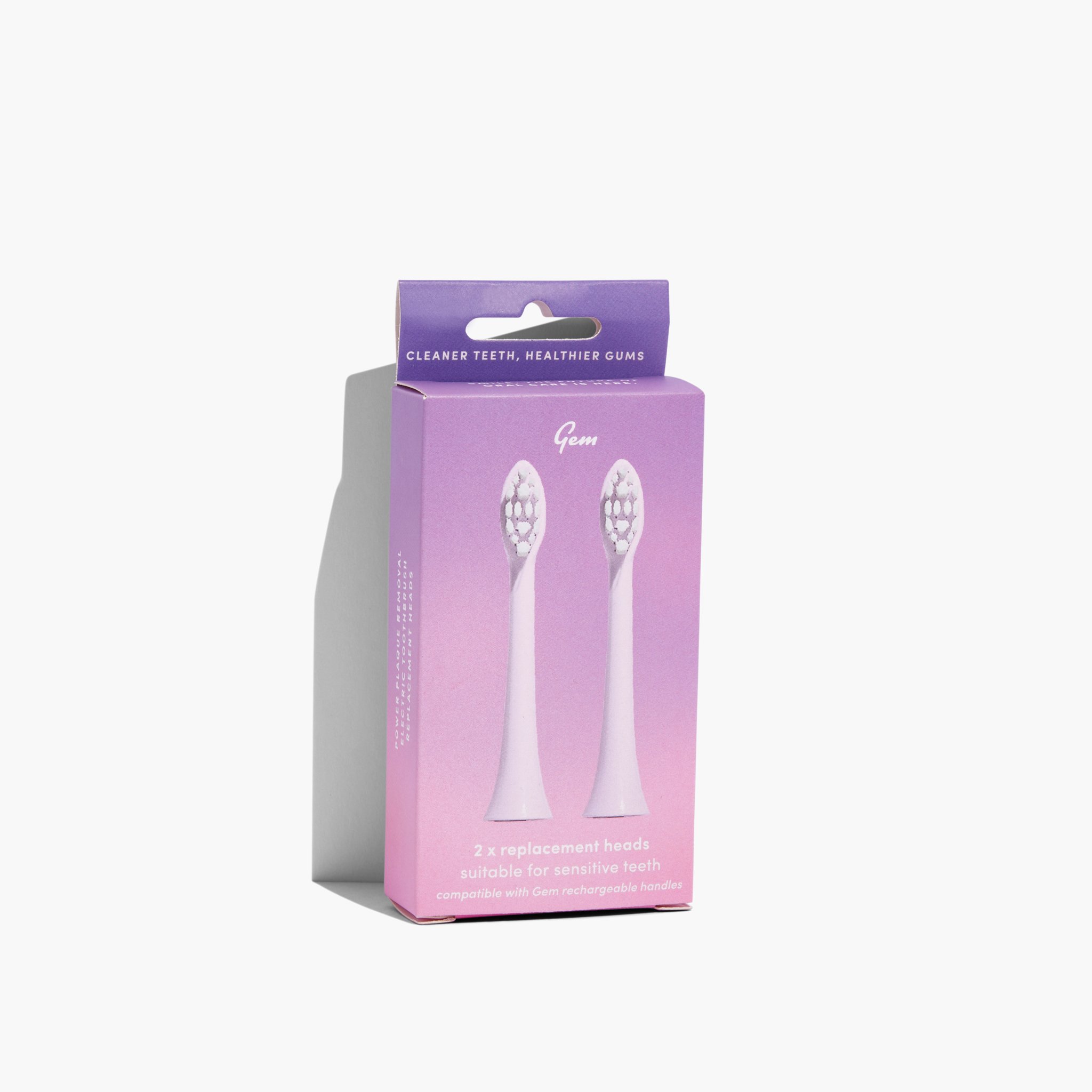 Gem Electric Toothbrush Replacement Heads Rose 2 pack - Image 1
