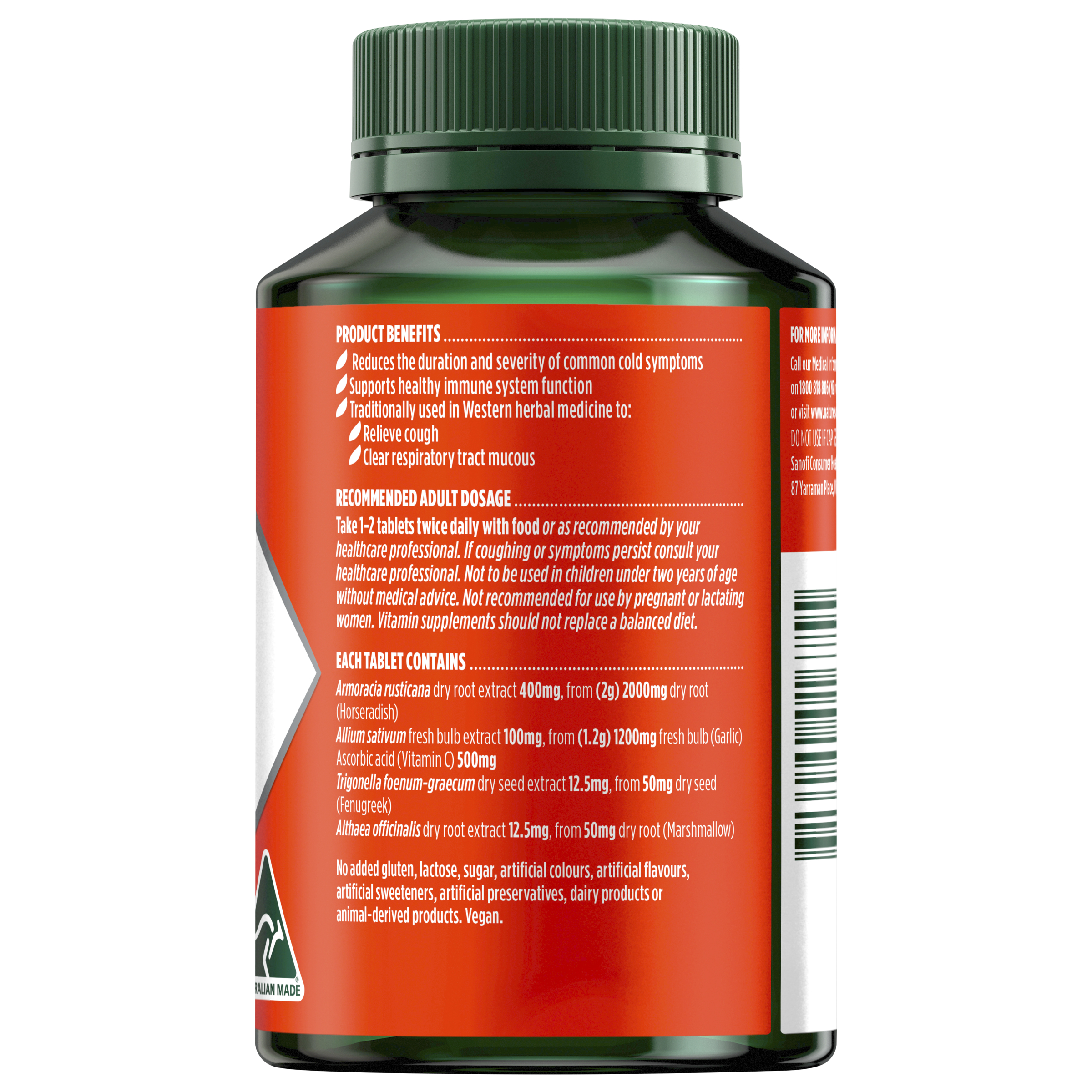 Nature's Own Triple Strength Garlic + C Horseradish 100 tablets - Image 2