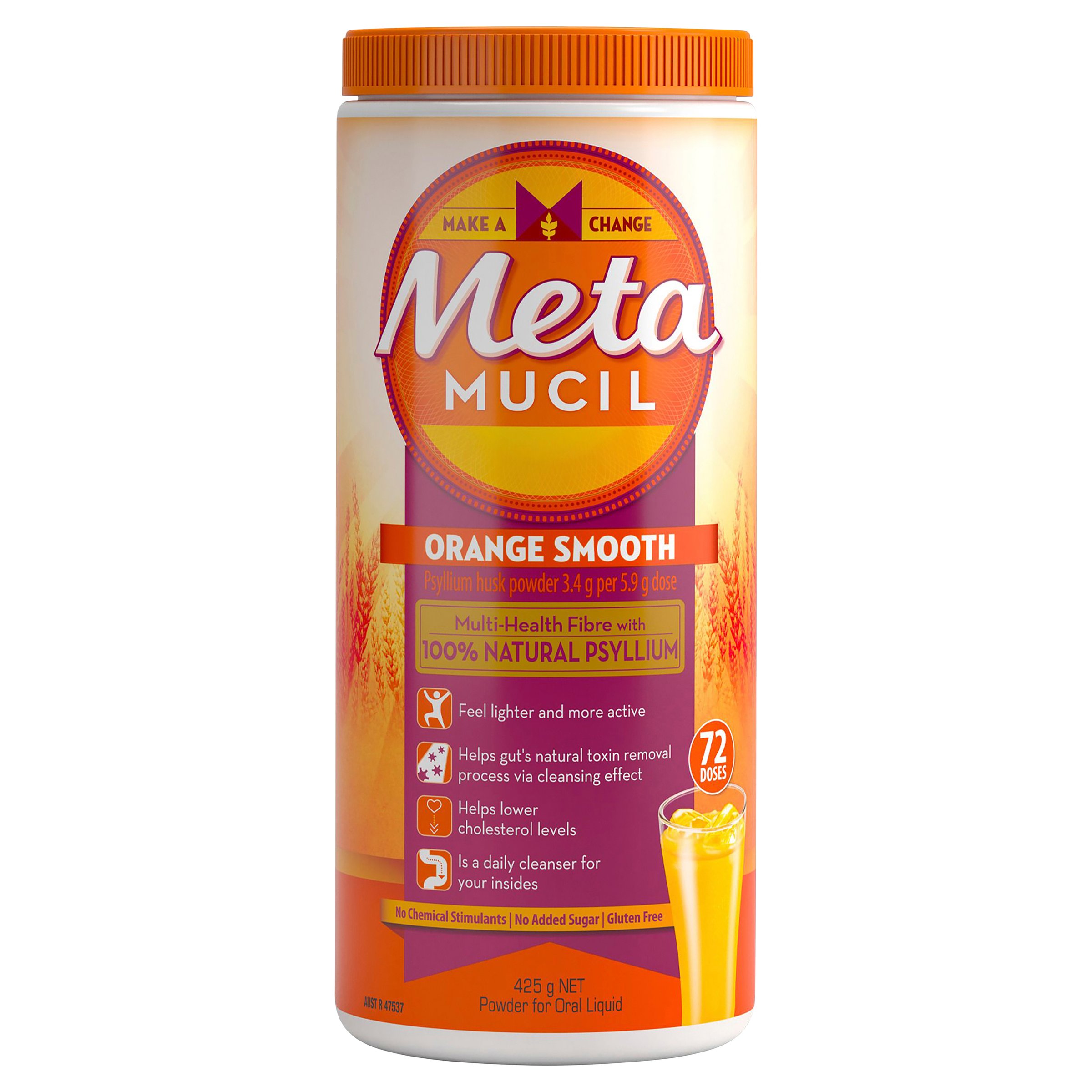 Metamucil Powder Smooth Orange 425g - 72 doses - Image 1