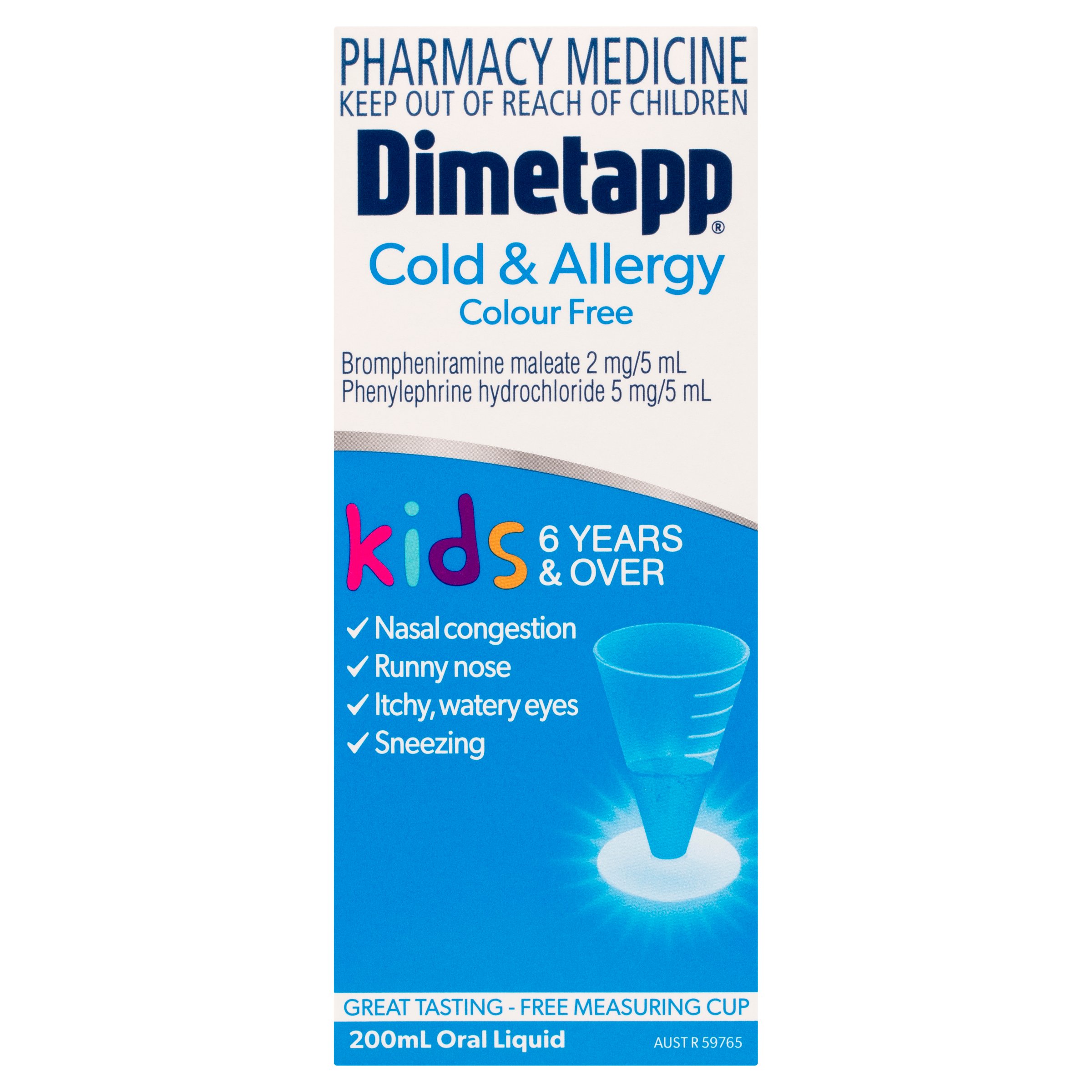 Cold & Allergy Kids 6yrs+ Colour Free 200mL - Image 1